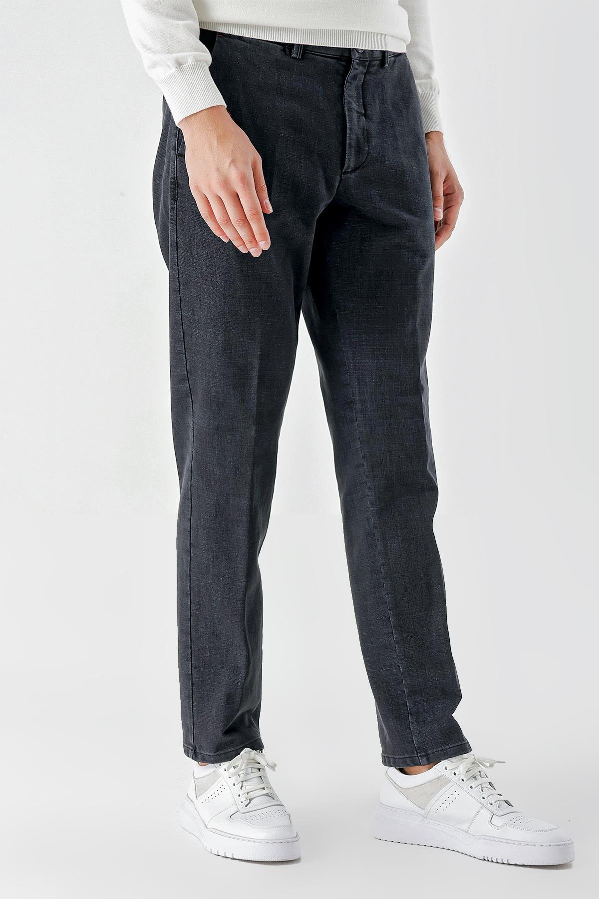 Morven Erkek Siyah Pamuk Yan Cep Dynamic Fit Chino Pantolon