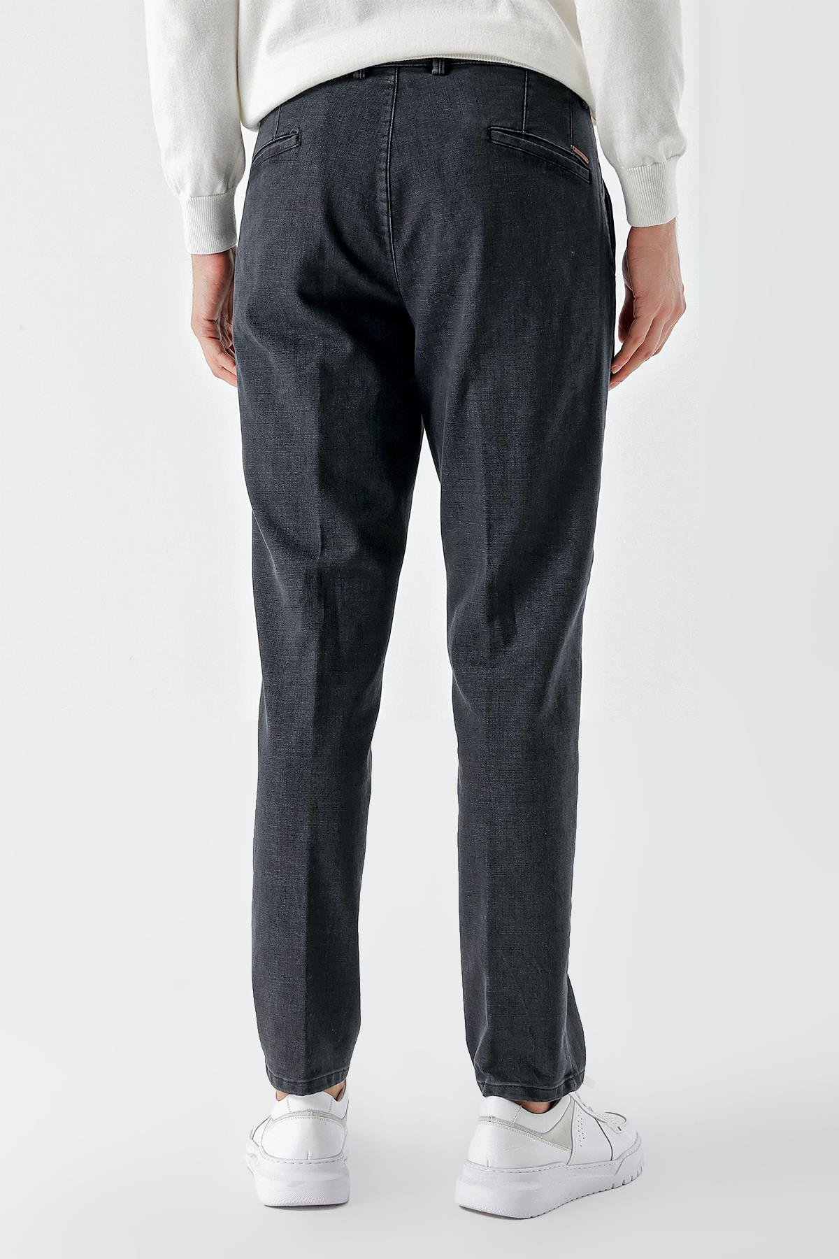 Morven Erkek Siyah Pamuk Yan Cep Dynamic Fit Chino Pantolon