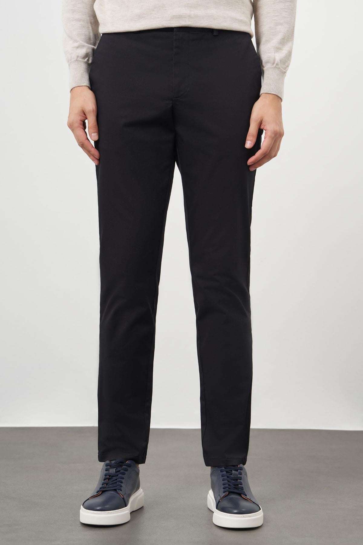 Morven Erkek Siyah Pamuk Yan Cep Slim Fit Chino Pantolon