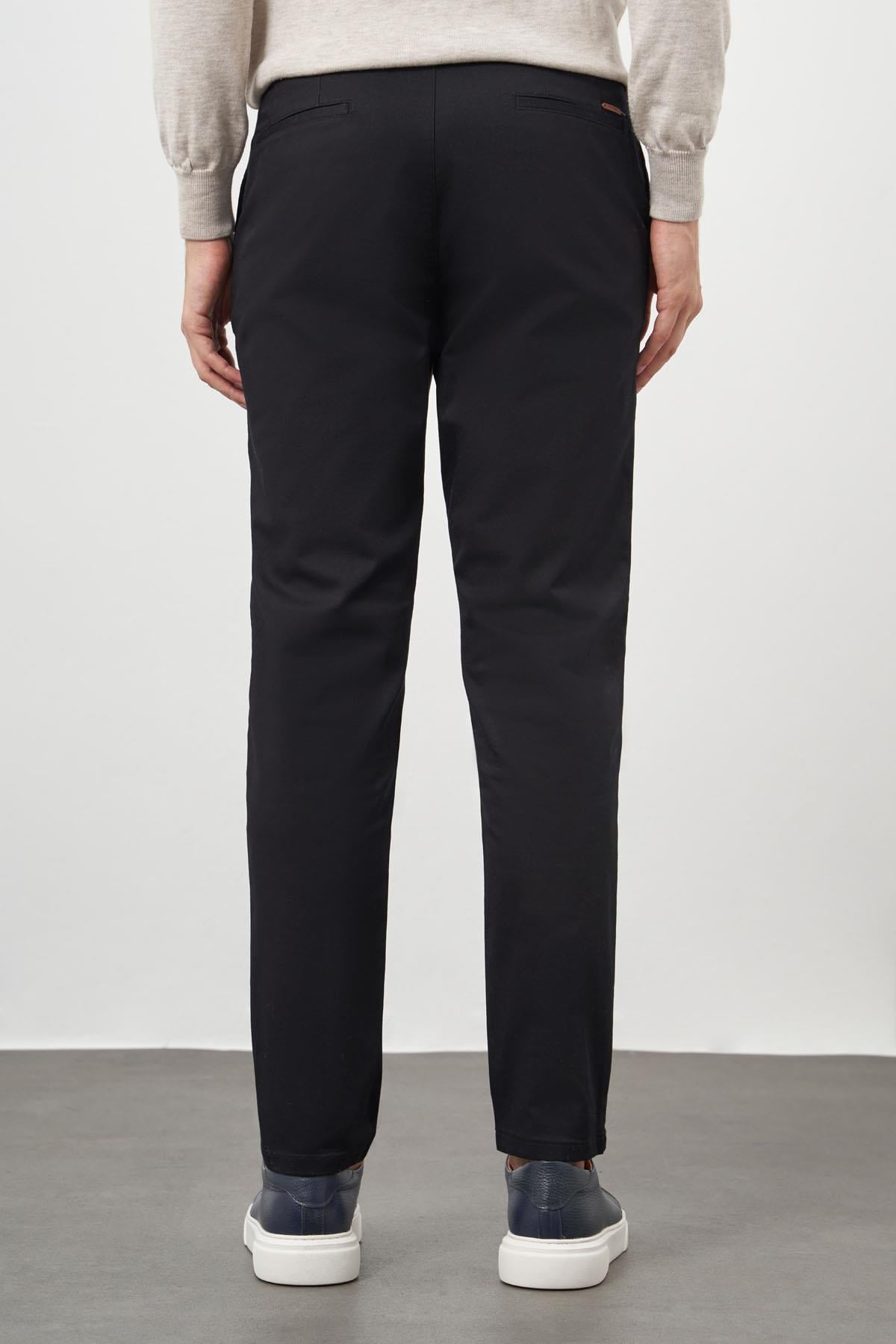Morven Erkek Siyah Pamuk Yan Cep Slim Fit Chino Pantolon