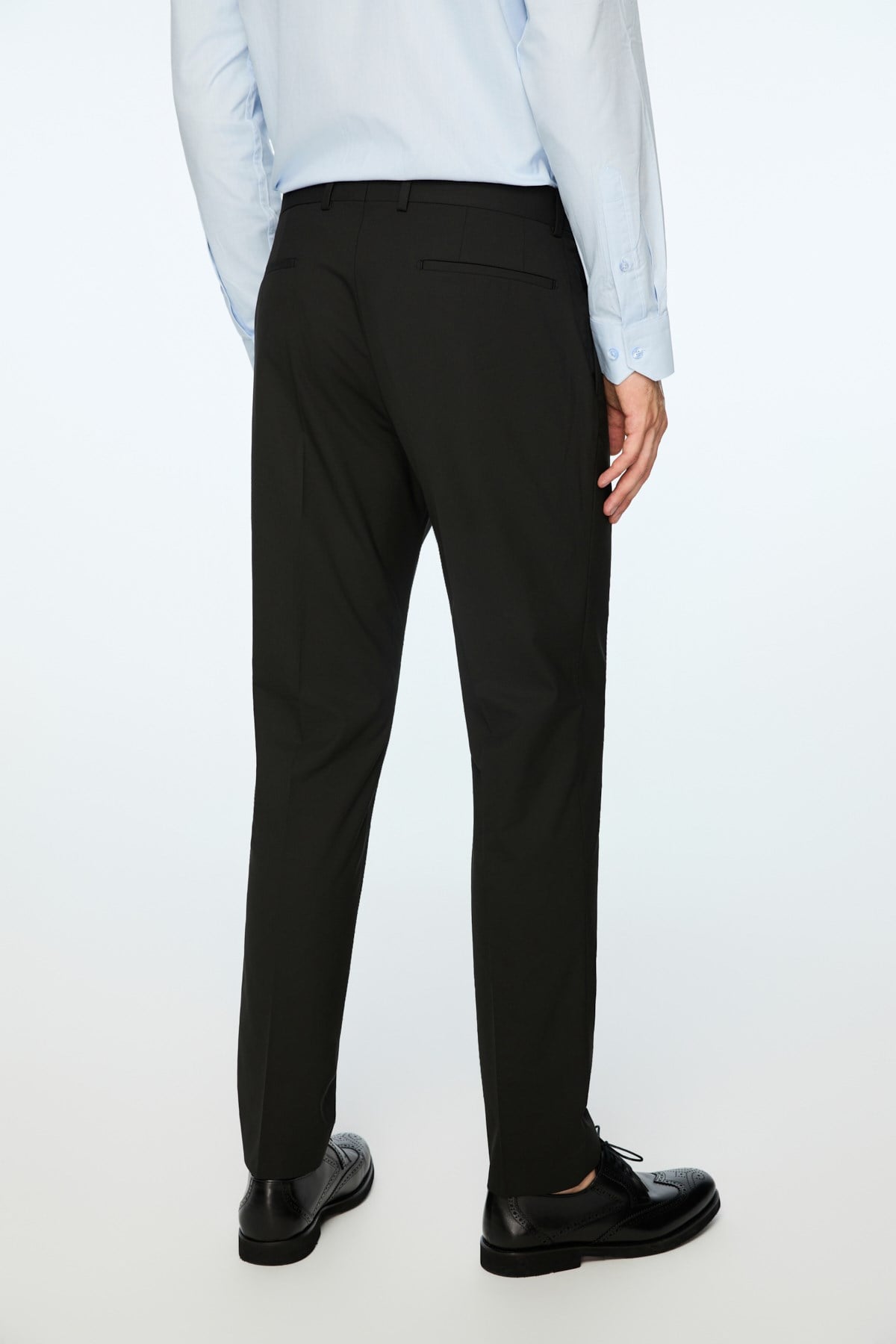 Morven Erkek Siyah Poliviskon Basic Düz Slim Fit Pantolon