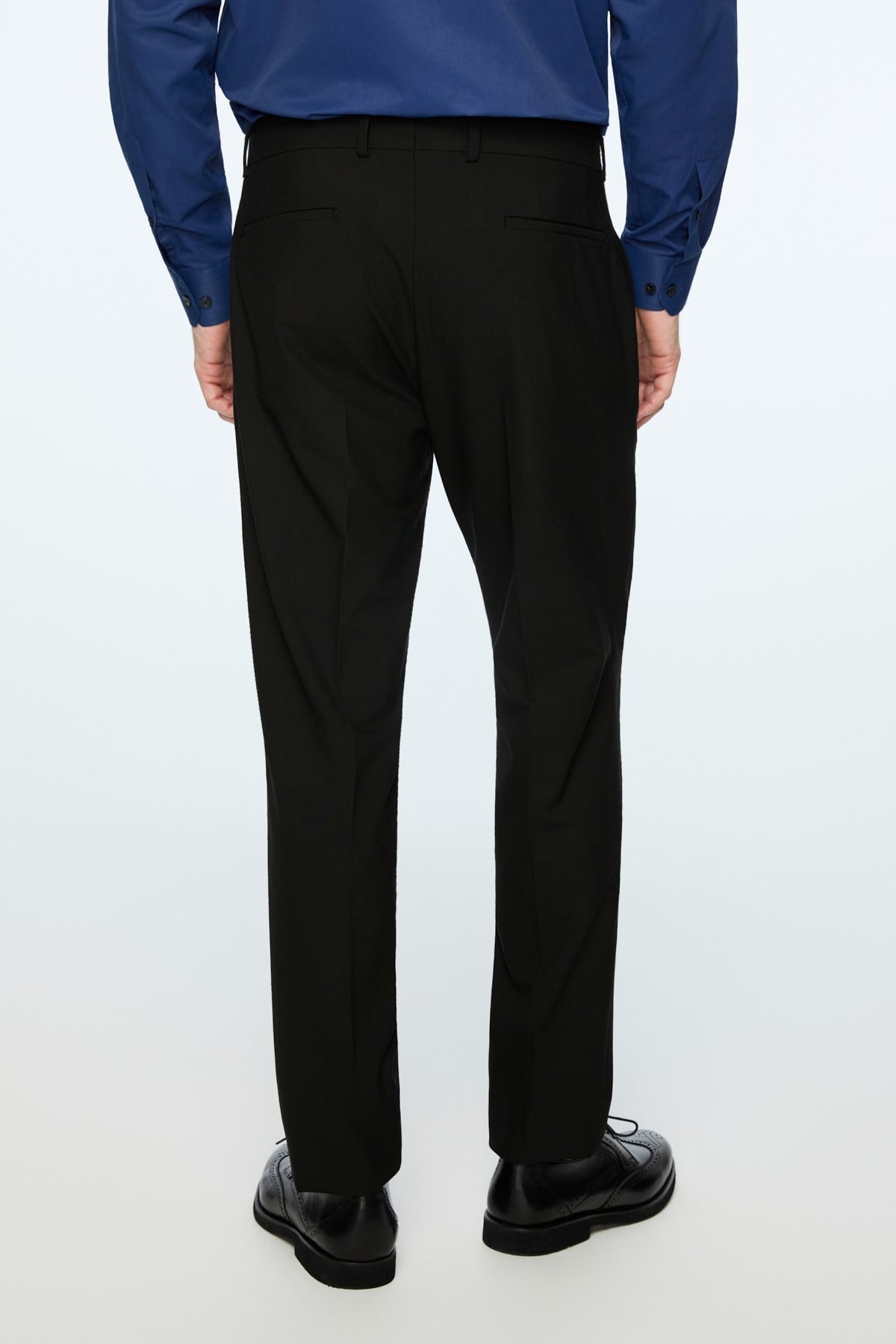Morven Erkek Siyah Poliviskon Basic Düz Slim Fit Pantolon