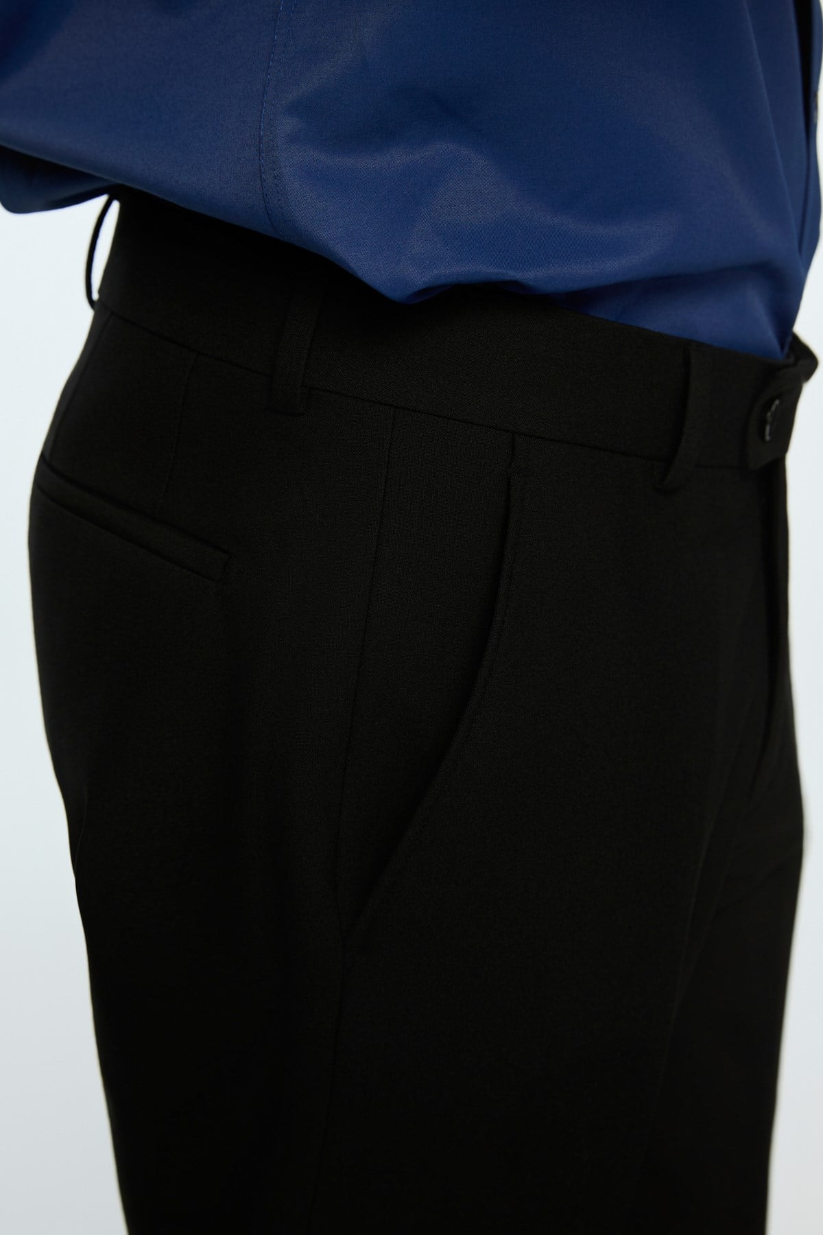 Morven Erkek Siyah Poliviskon Basic Düz Slim Fit Pantolon
