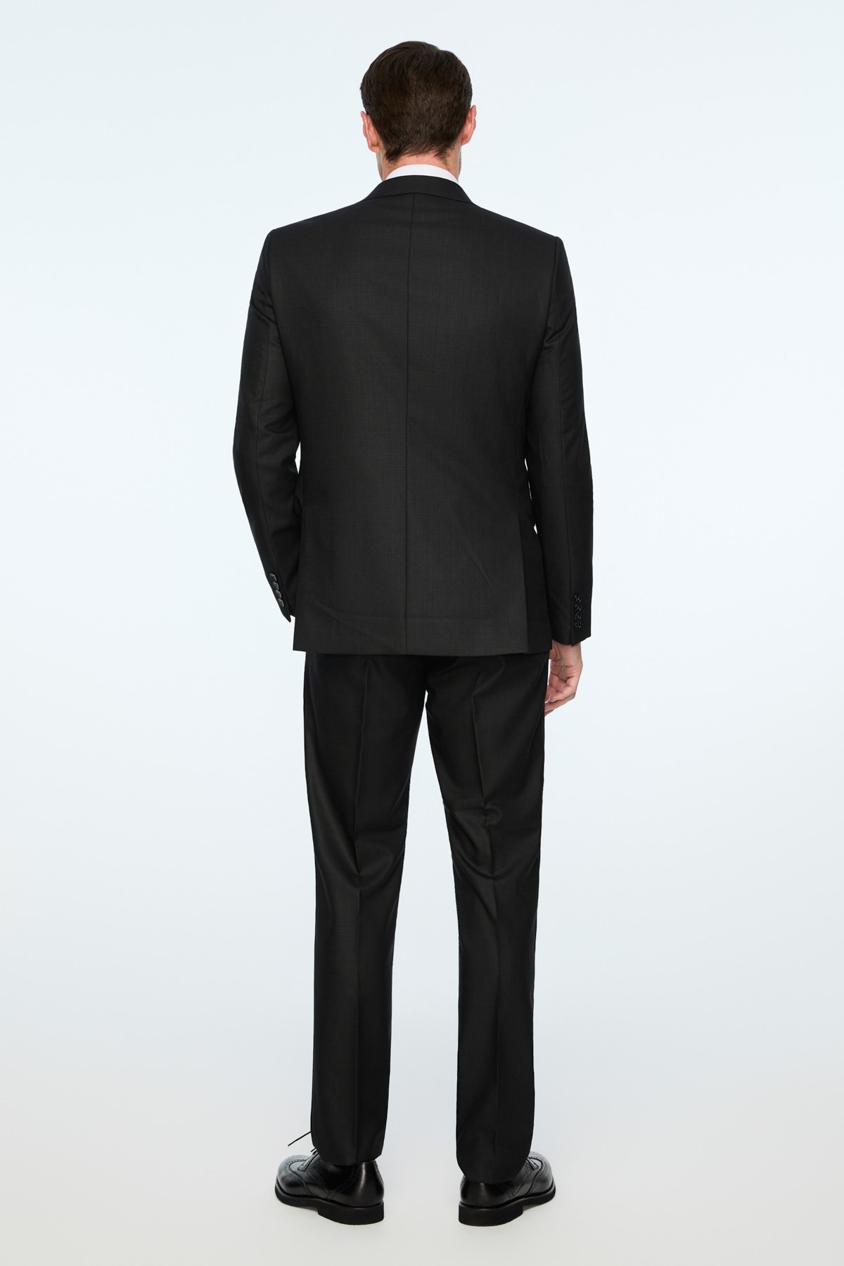 Morven Erkek Siyah Poliviskon Slim Fit Mono Yaka Takım Elbise