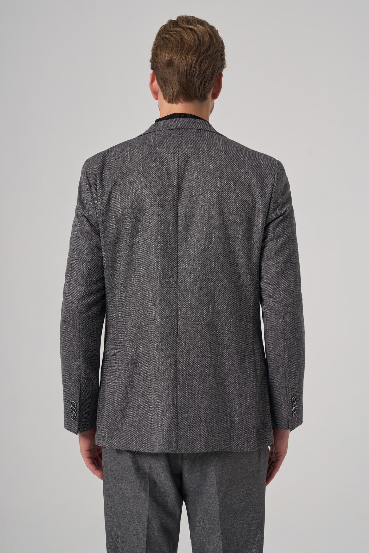 Morven Erkek Siyah Poliviskon Trend Desenli Dynamic Fit Mono Yaka Ceket