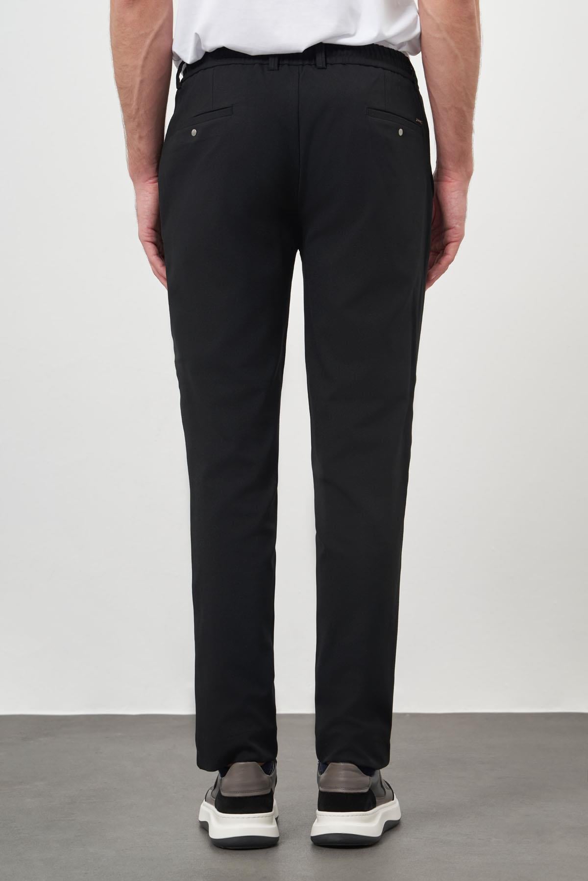 Morven Erkek Siyah Poliviskon Trend İpli Jogger Slim Fit Spor Pantolon