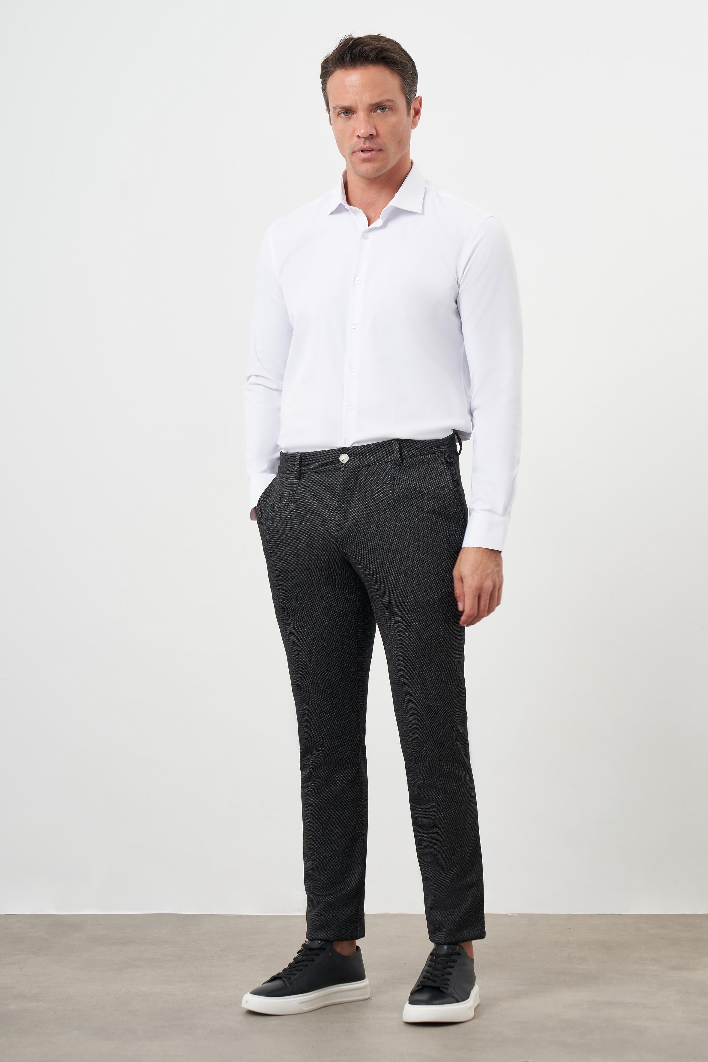 Morven Erkek Siyah Poliviskon Trend Pileli Slim Fit Spor Pantolon
