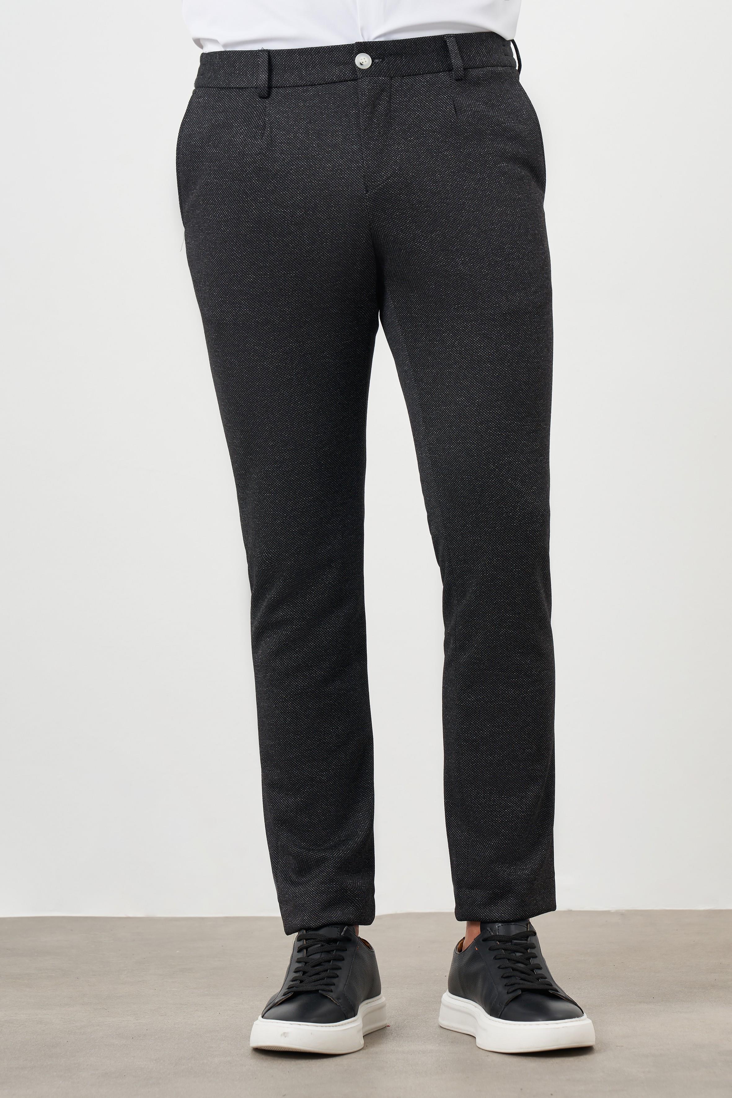 Morven Erkek Siyah Poliviskon Trend Pileli Slim Fit Spor Pantolon