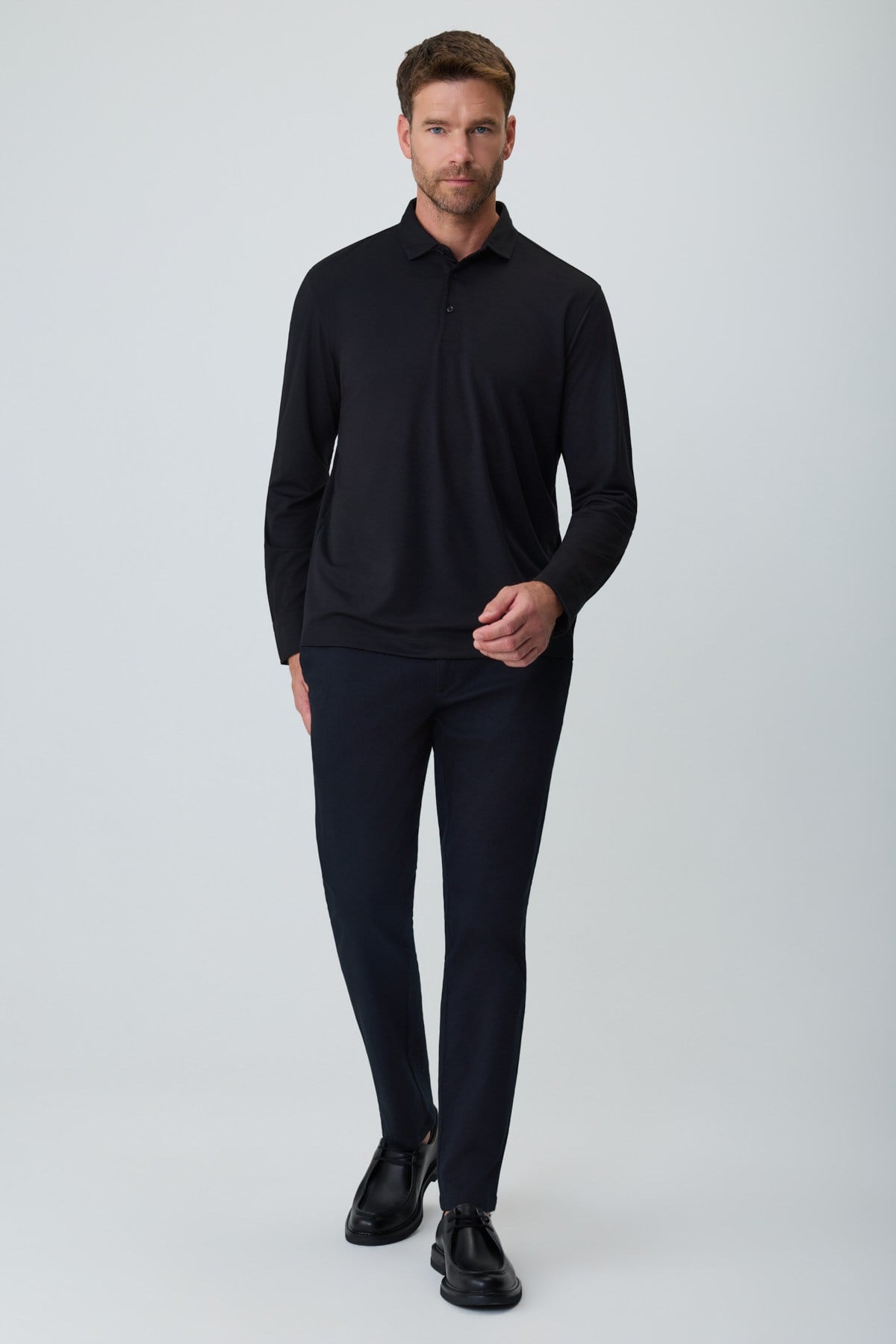 Morven Erkek Siyah Polo Yaka Rayon Sweatshirt