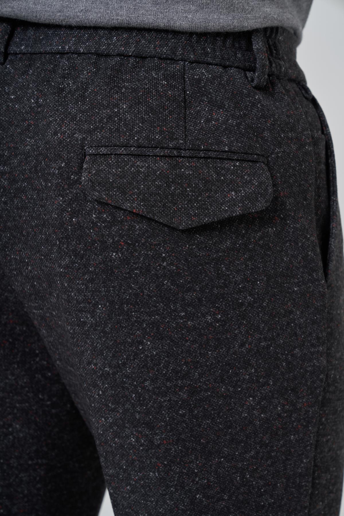Morven Erkek Siyah Polyester Trend Desenli Slim Fit Pantolon