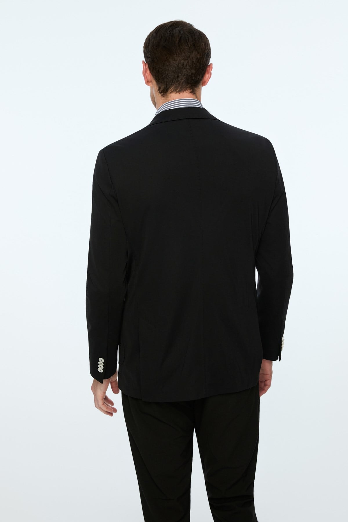Morven Erkek Siyah Rayon Trend Düz Slim Fit Mono Yaka Ceket