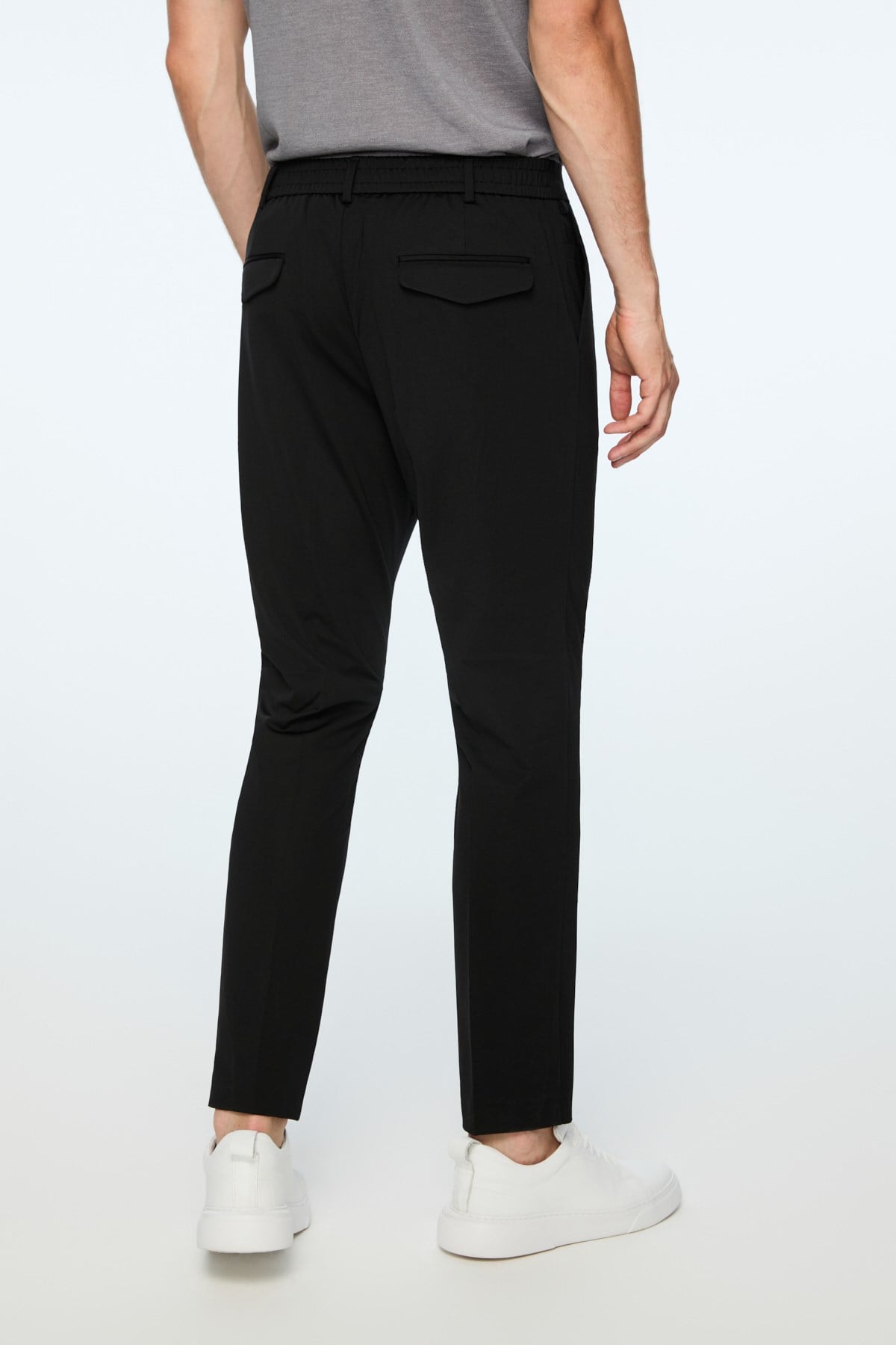Morven Erkek Siyah Rayon Trend Düz Slim Fit Pantolon
