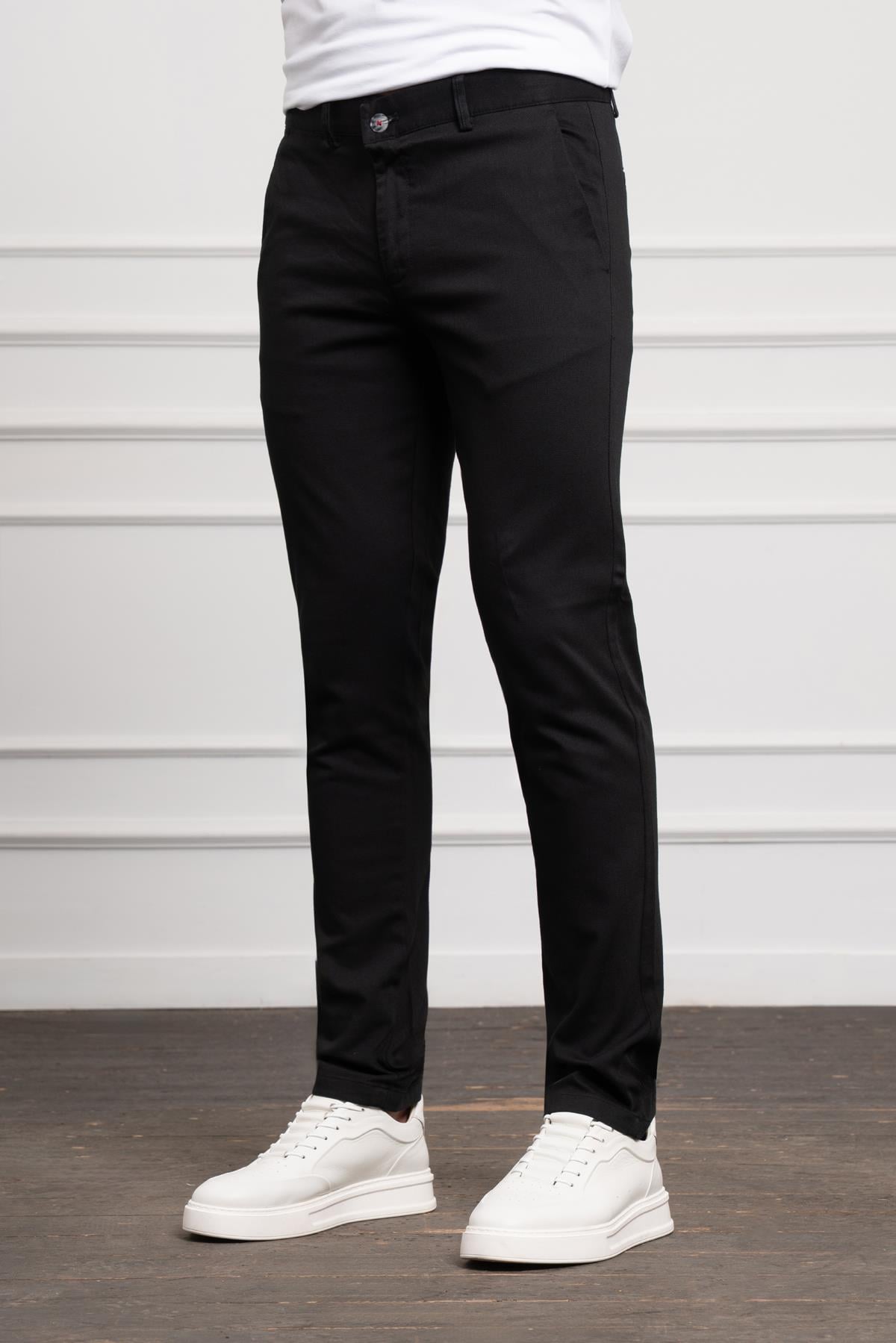 Morven Erkek Siyah Slim Fit Dar Kesim Chino Pantolon