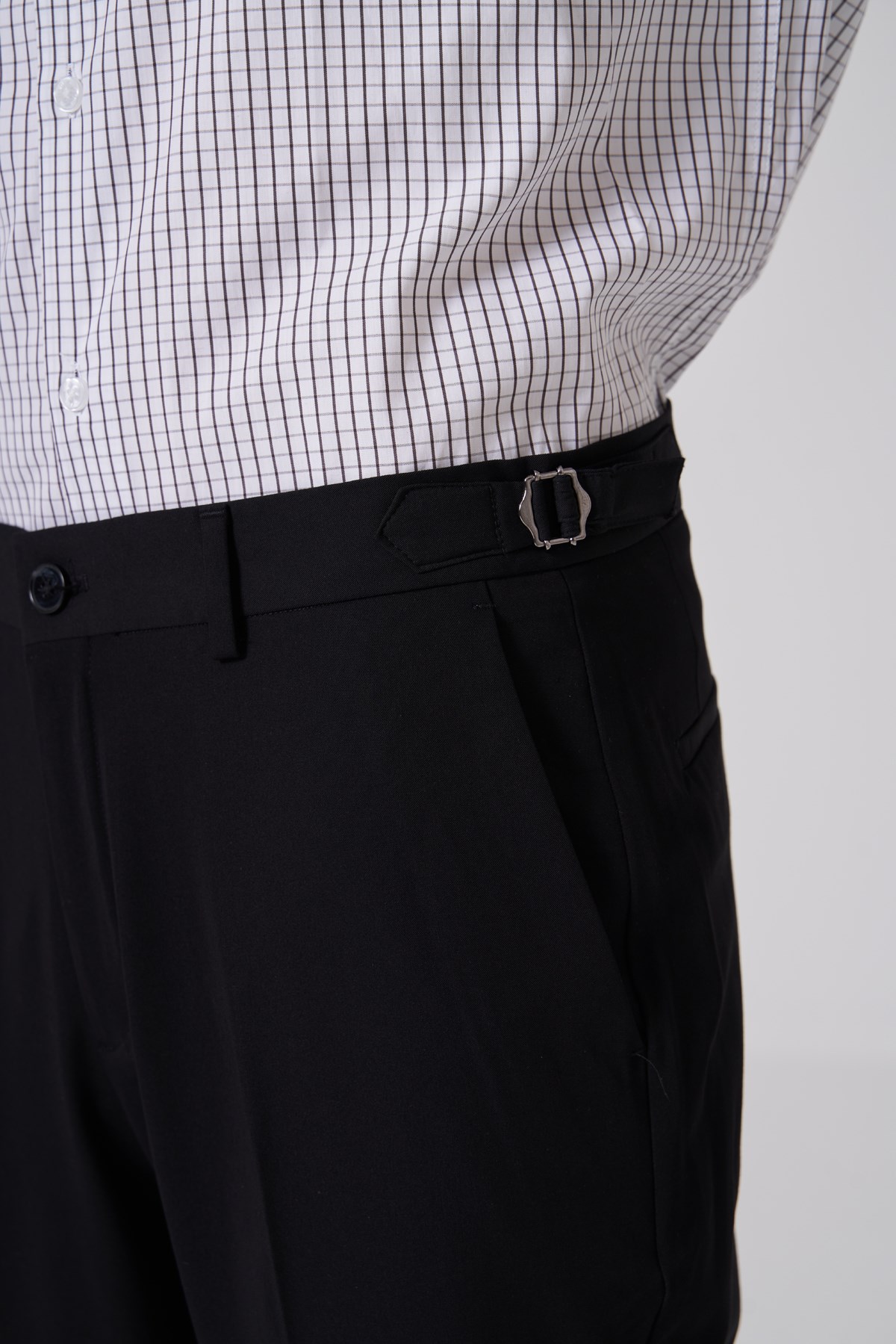 Morven Erkek Siyah Slim Fit Tokalı Pantolon