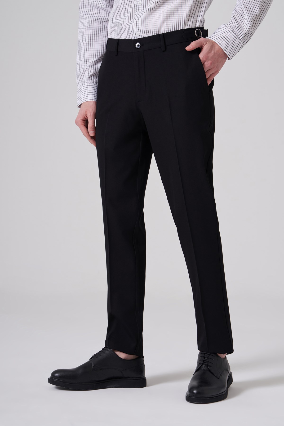 Morven Erkek Siyah Slim Fit Tokalı Pantolon