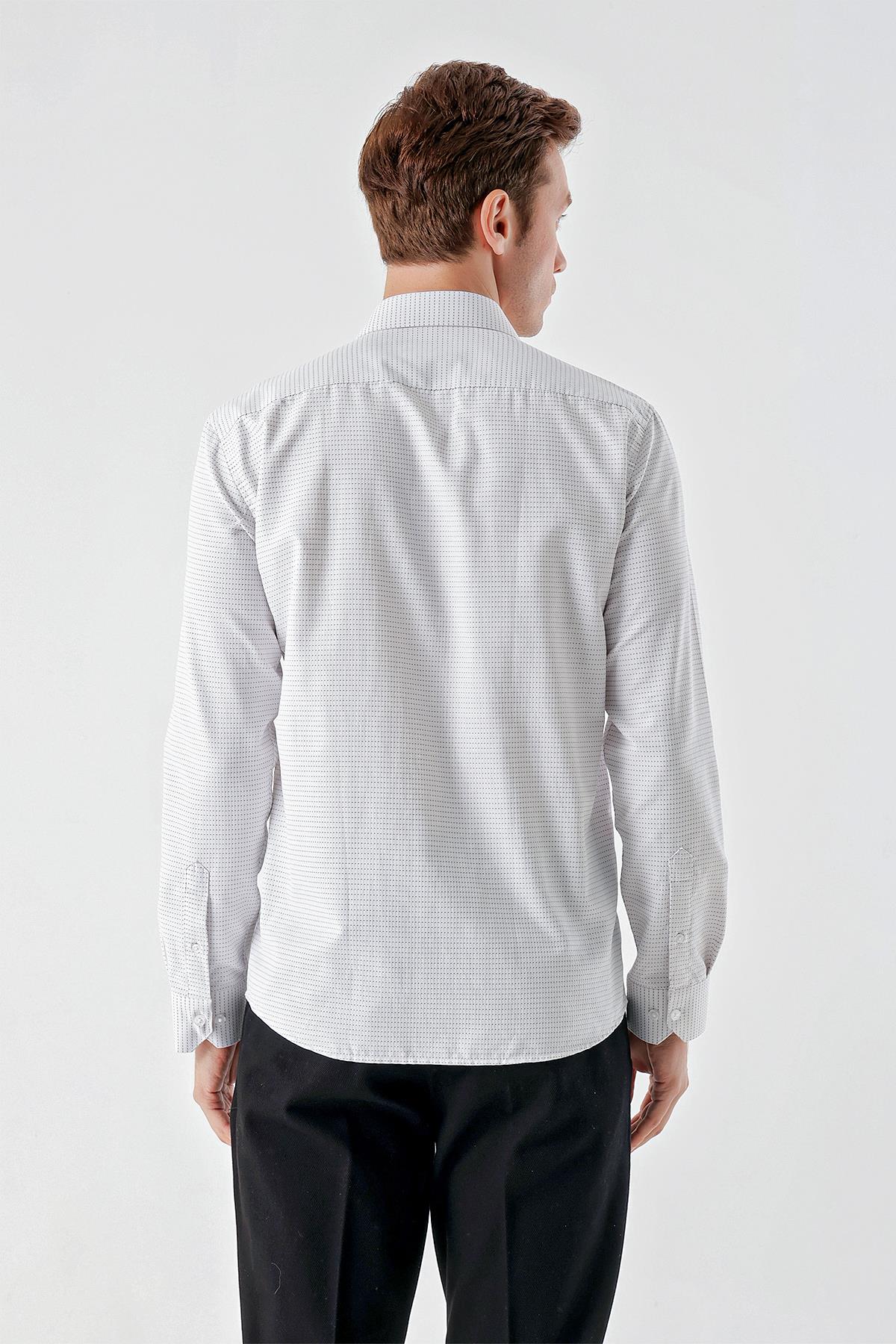 Morven Erkek Siyah Trend Baskılı Desenli İtalyan Yaka Slim Fit gömlek