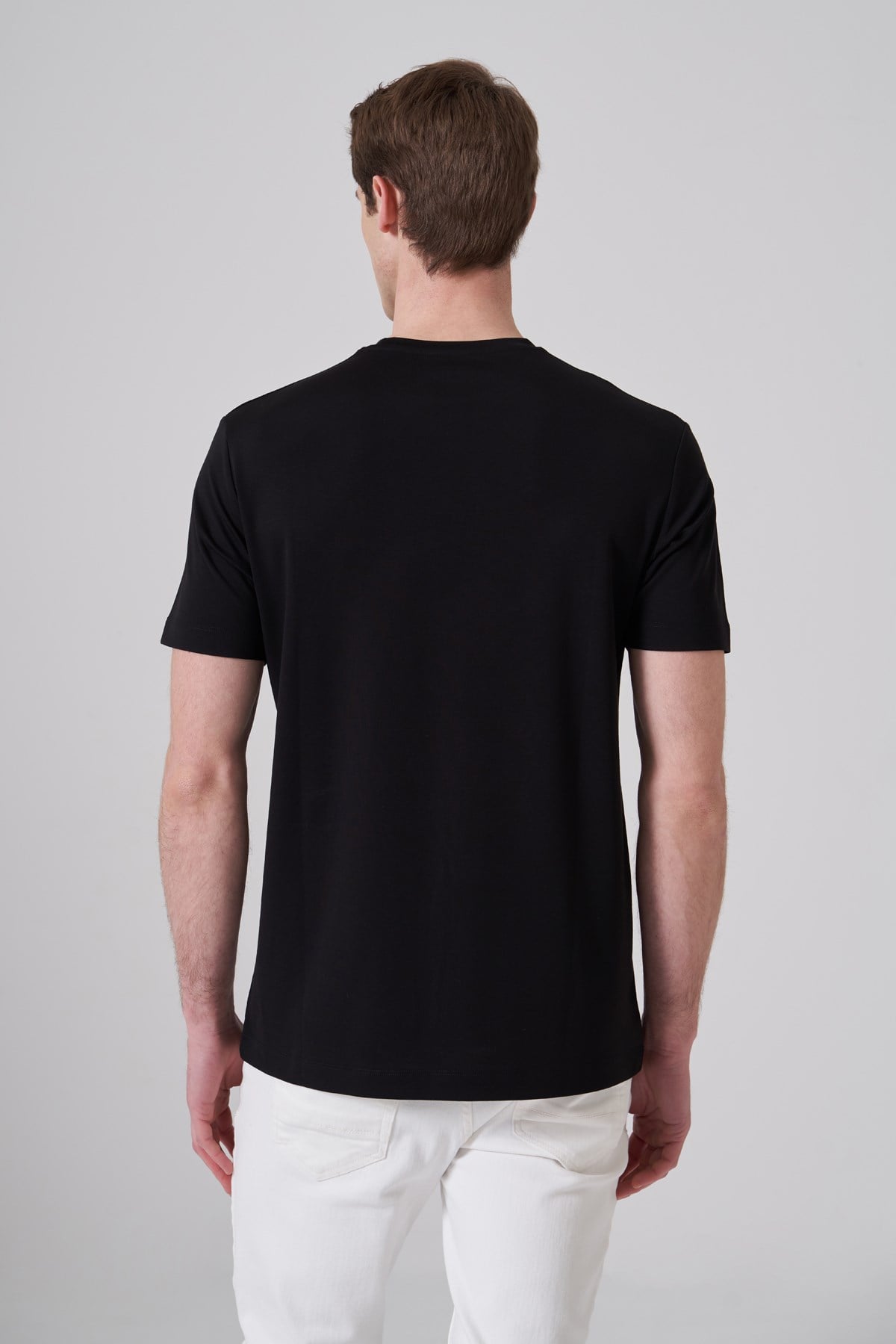 Morven Erkek Siyah Trend  Bisiklet Yaka Rayon Dinamik Fit Tshirt