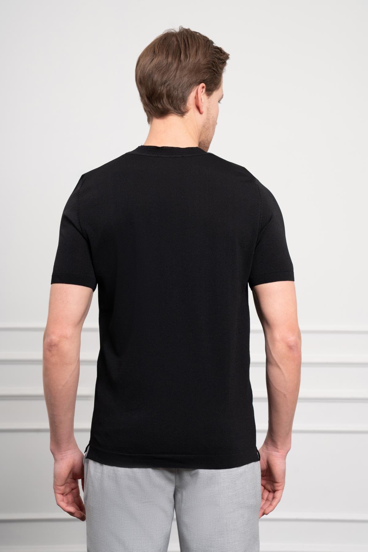 Morven Erkek Siyah Trend Bisiklet Yaka Dynamic Fit Rahat Kesim Rayon T-Shirt