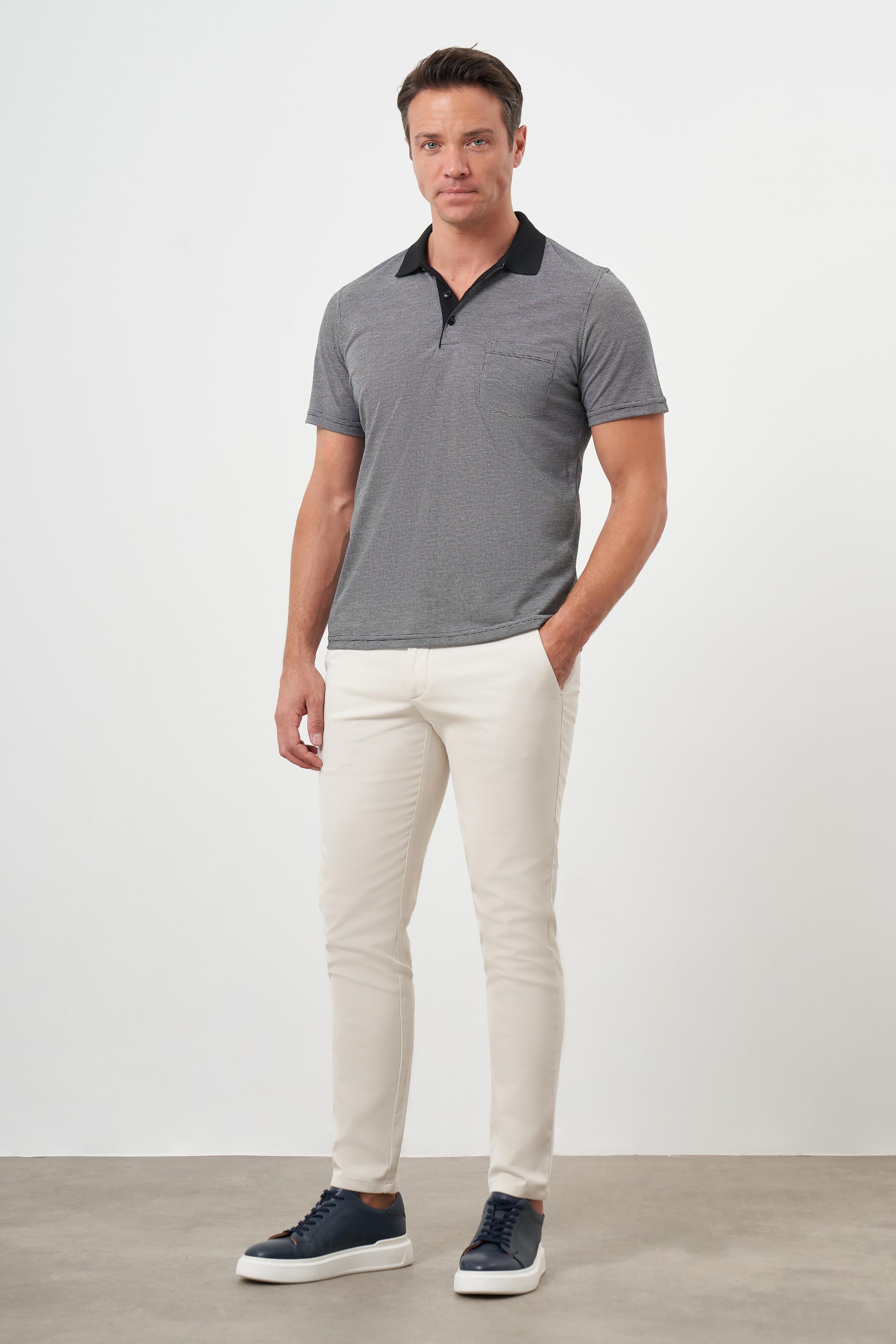 Morven Erkek Siyah Trend Cepli Polo Yaka T-Shirt
