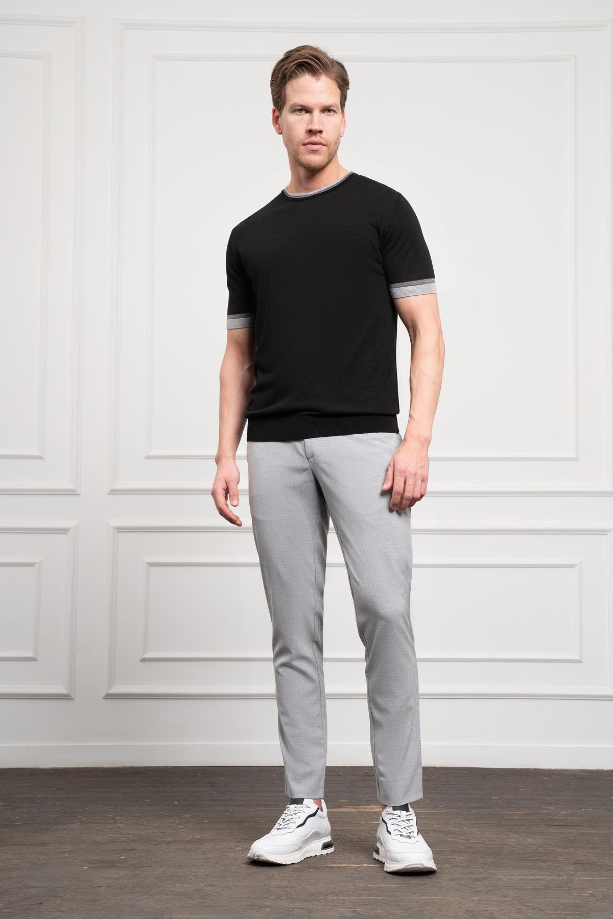 Morven Erkek Siyah Trend  Polo Yaka Dinamik Fit Rahat Kesim T-Shirt