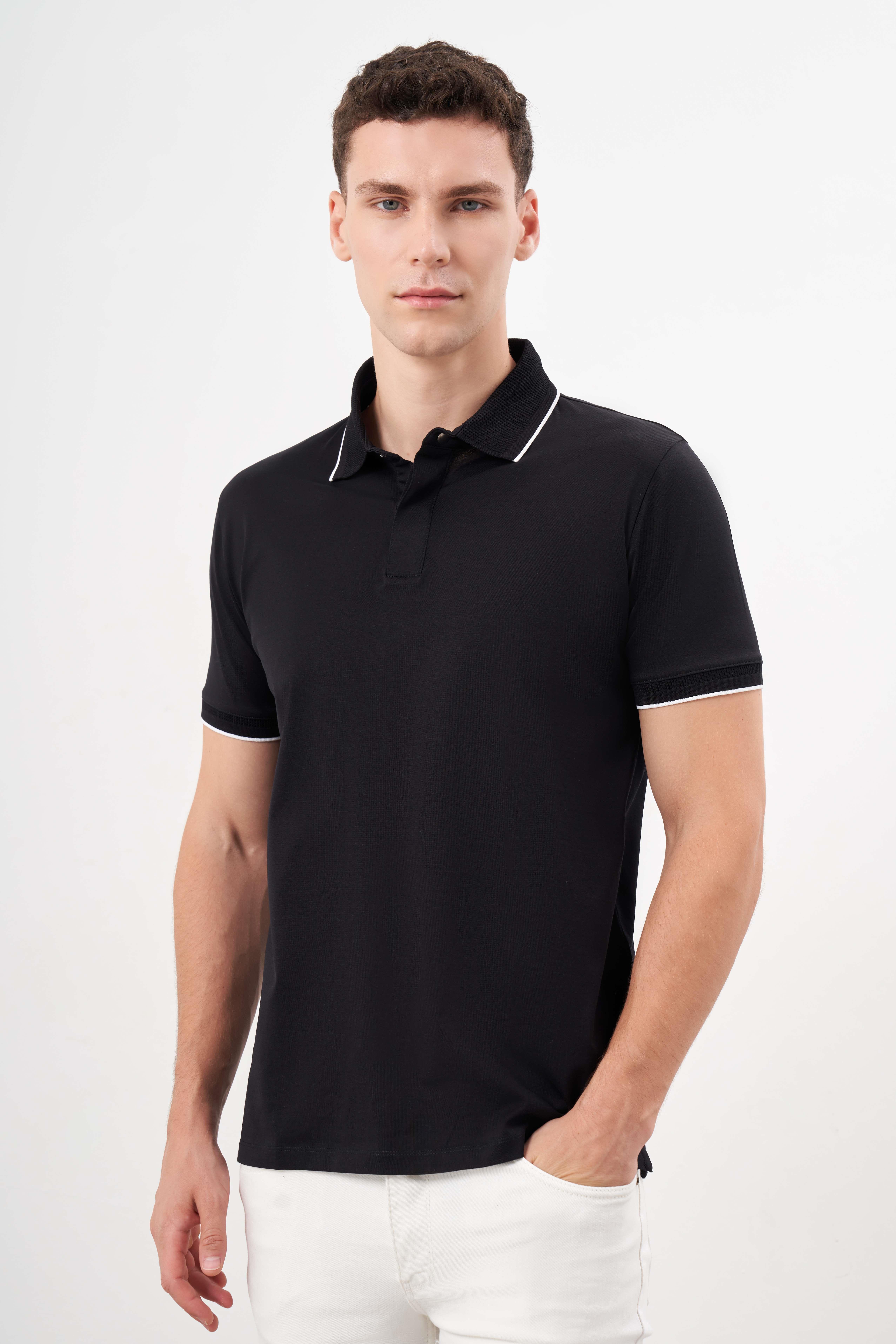 Morven Erkek Siyah Trend Polo Yaka Dynamic Fit T-Shirt