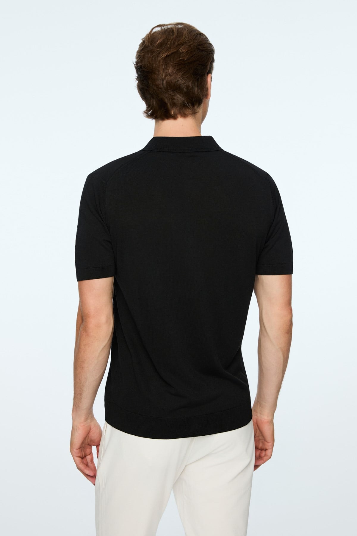 Morven Erkek Siyah Trend Polo Yaka Rayon Triko T-Shirt