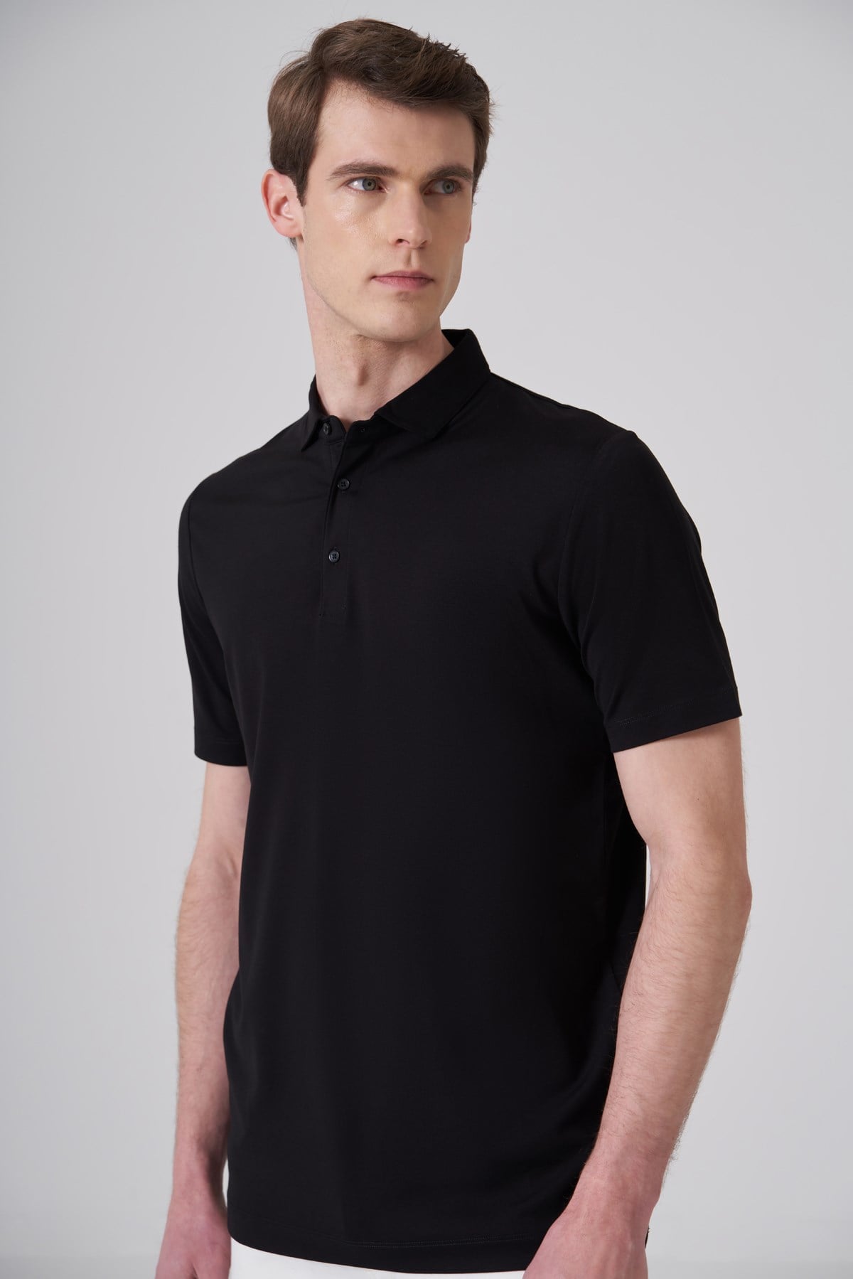 Morven Erkek Siyah Trend Polo Yaka Rayon Dinamik Fit Tshirt