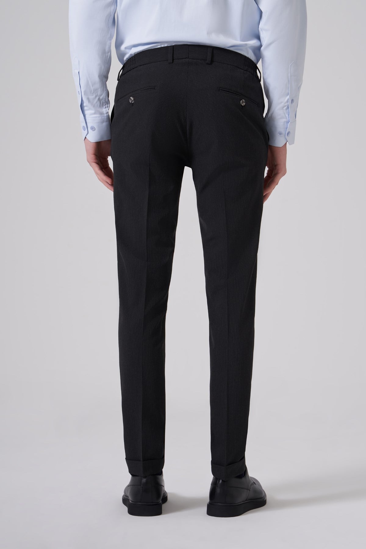 Morven Erkek Siyah Trend Slim Fit Yandan Lastikli Pantolon