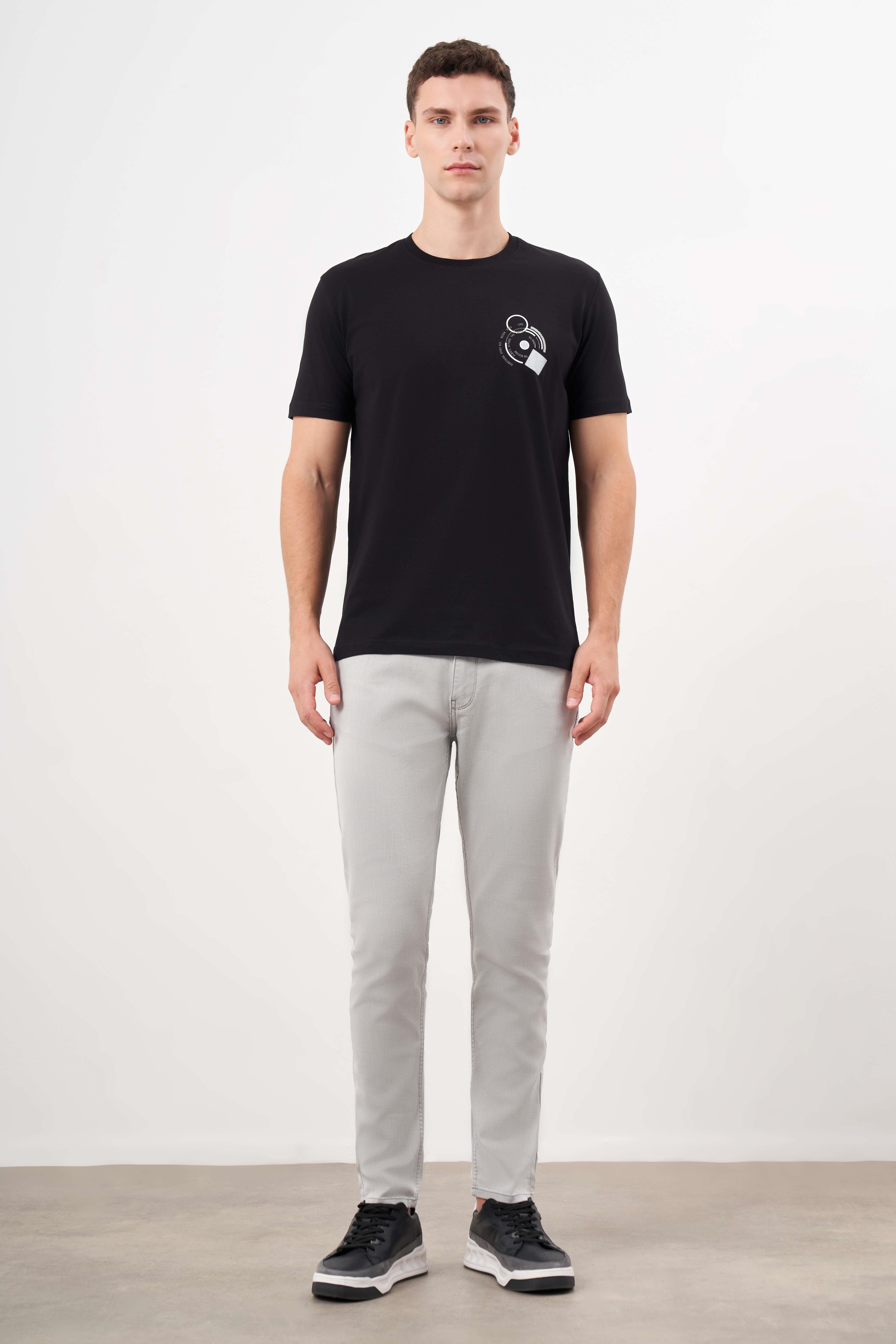 Morven Erkek Siyah Trend Süprem Baskılı Bisiklet Yaka Dynamic Fit T-Shirt