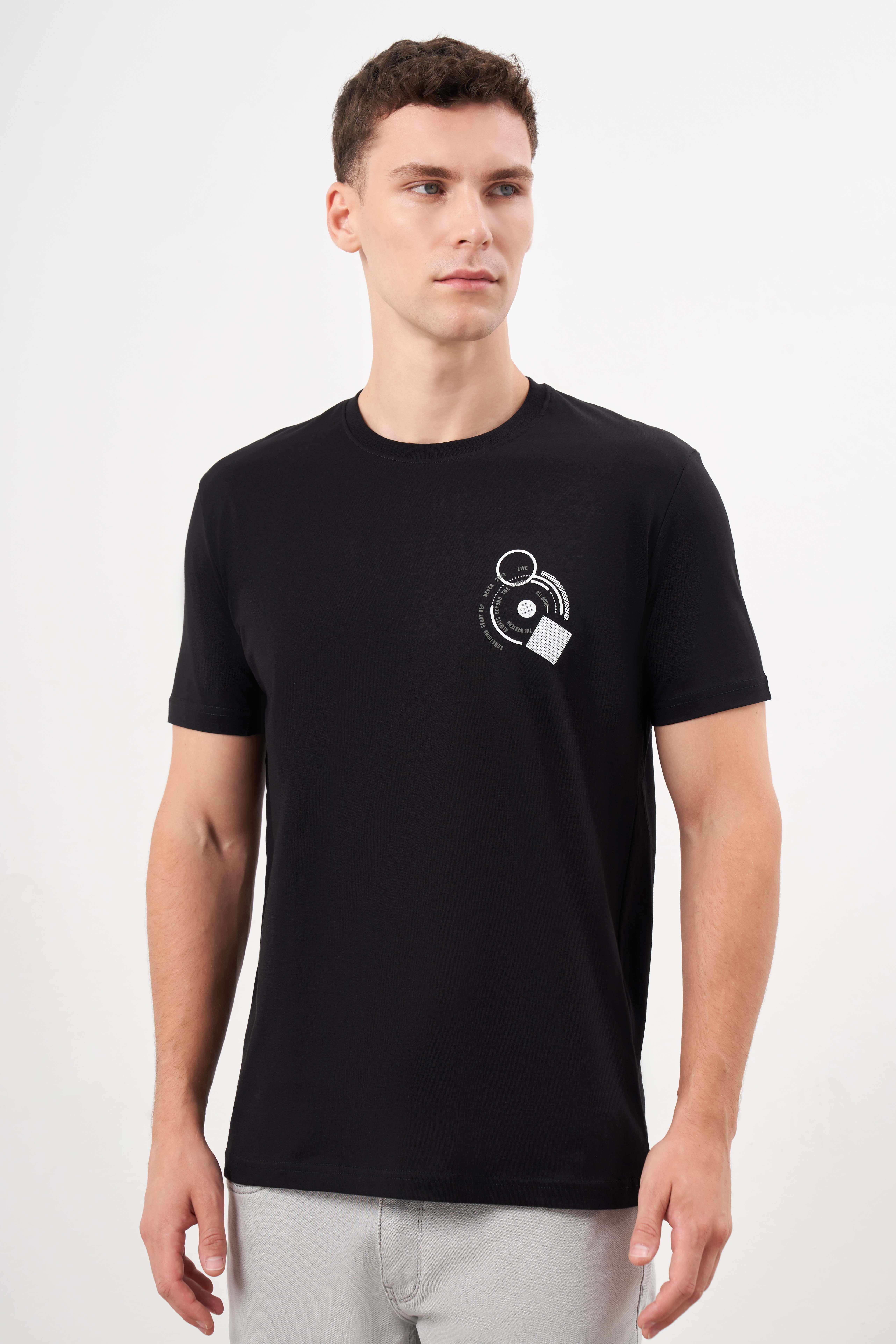 Morven Erkek Siyah Trend Süprem Baskılı Bisiklet Yaka Dynamic Fit T-Shirt