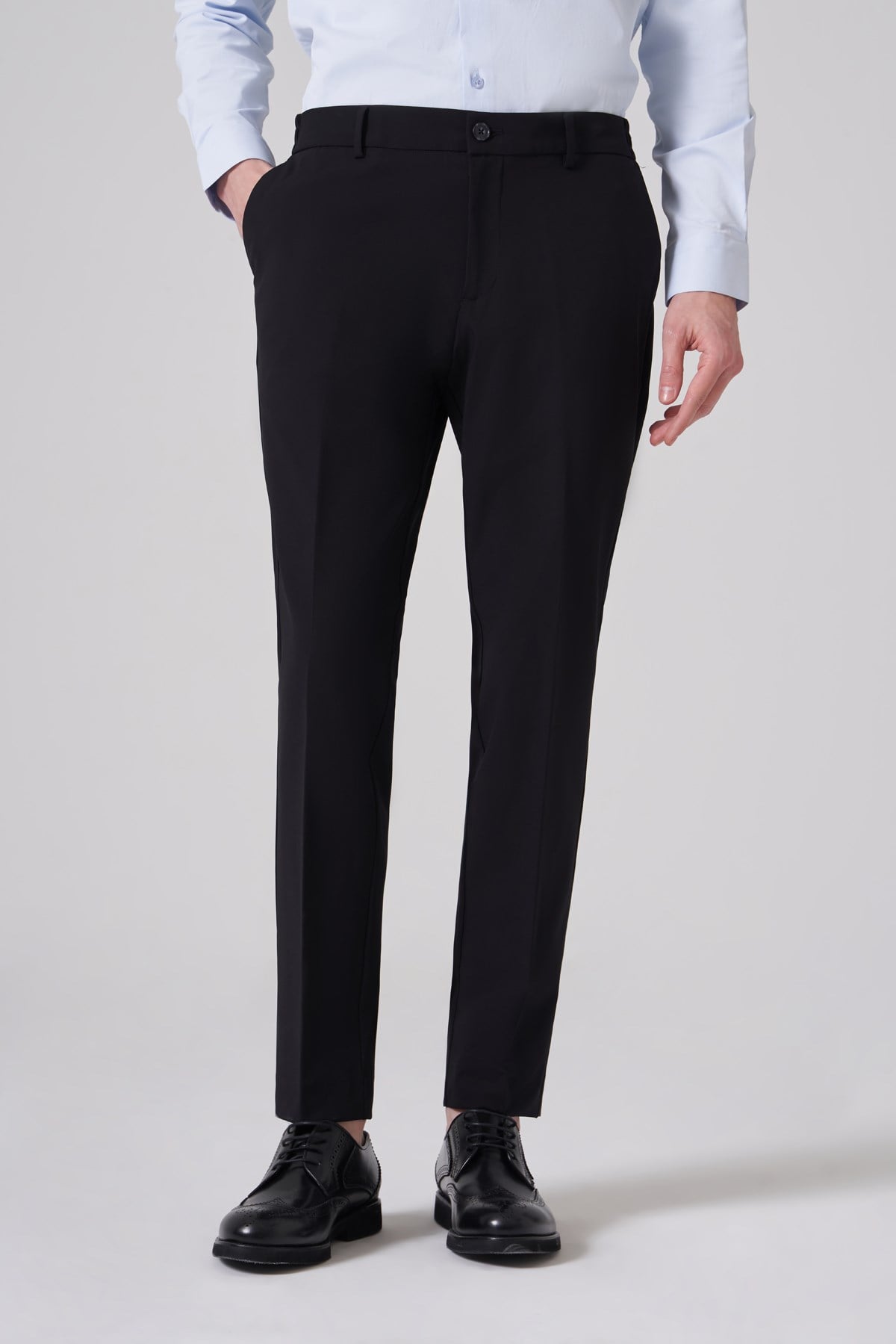 Morven Erkek Siyah Trend Yandan Lastikli Slim Fit Pantolon