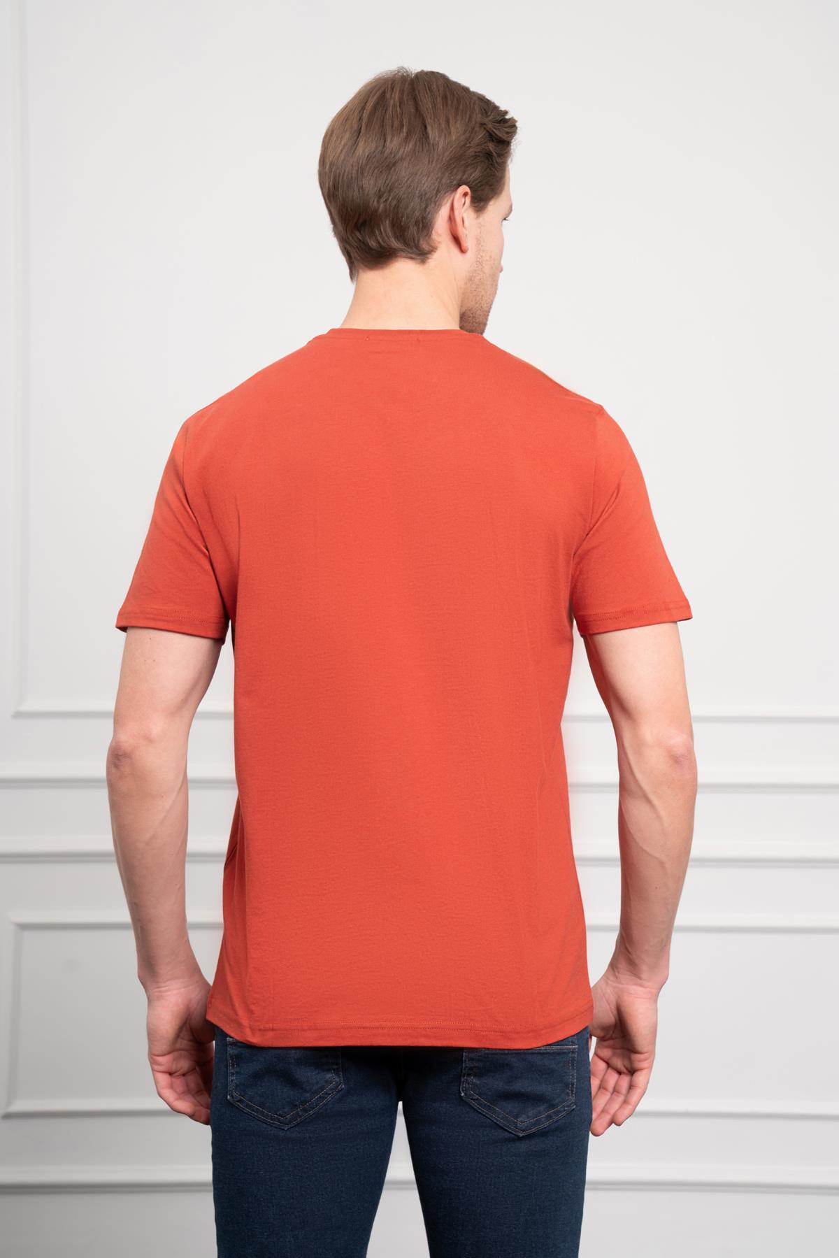 Morven Erkek Tarçın Trend Bisiklet Yaka Pamuk Dinamik Fit T-Shirt