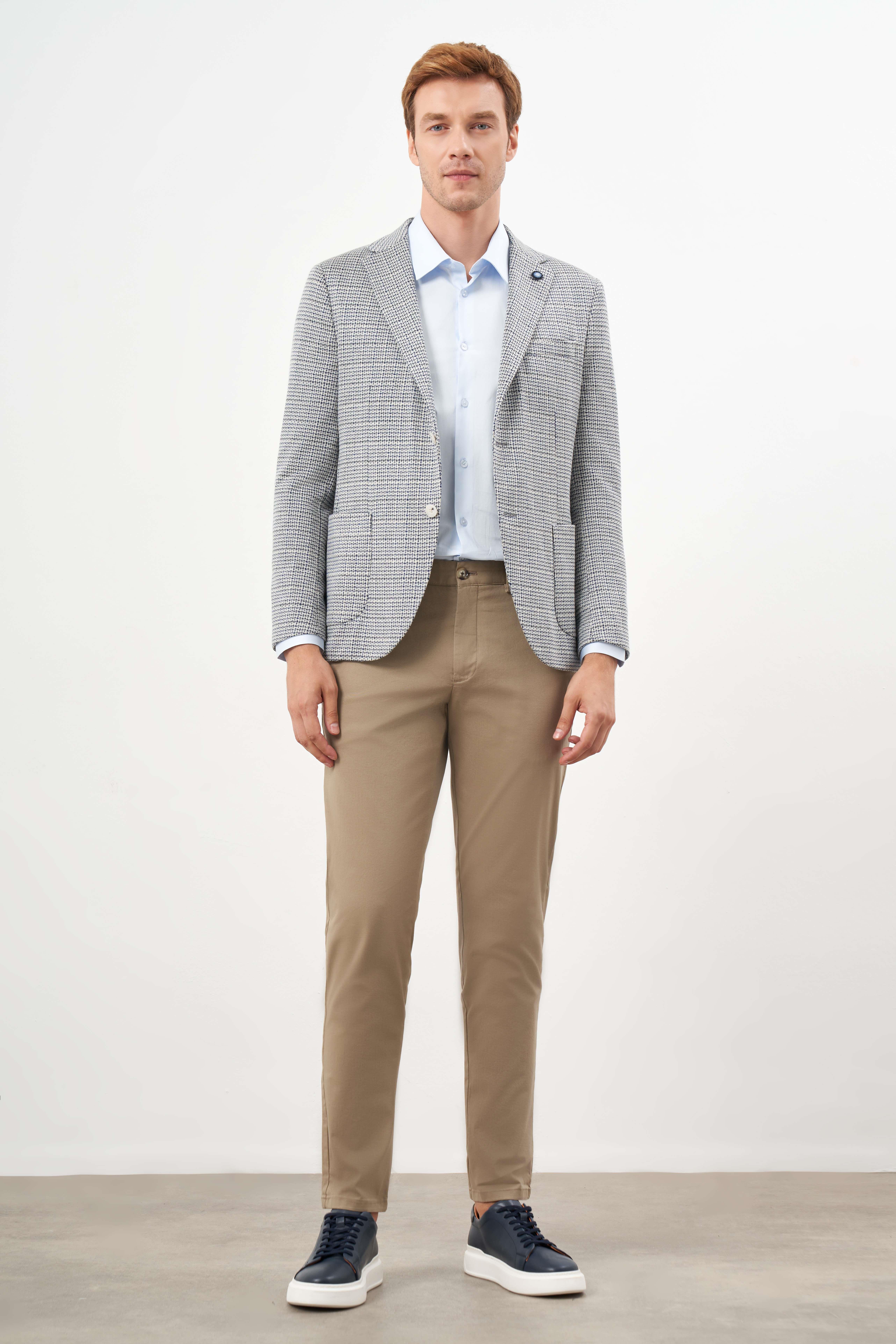 Morven Erkek Taş Örme Slim Fit Torba Cep Mono Yaka Spor Ceket