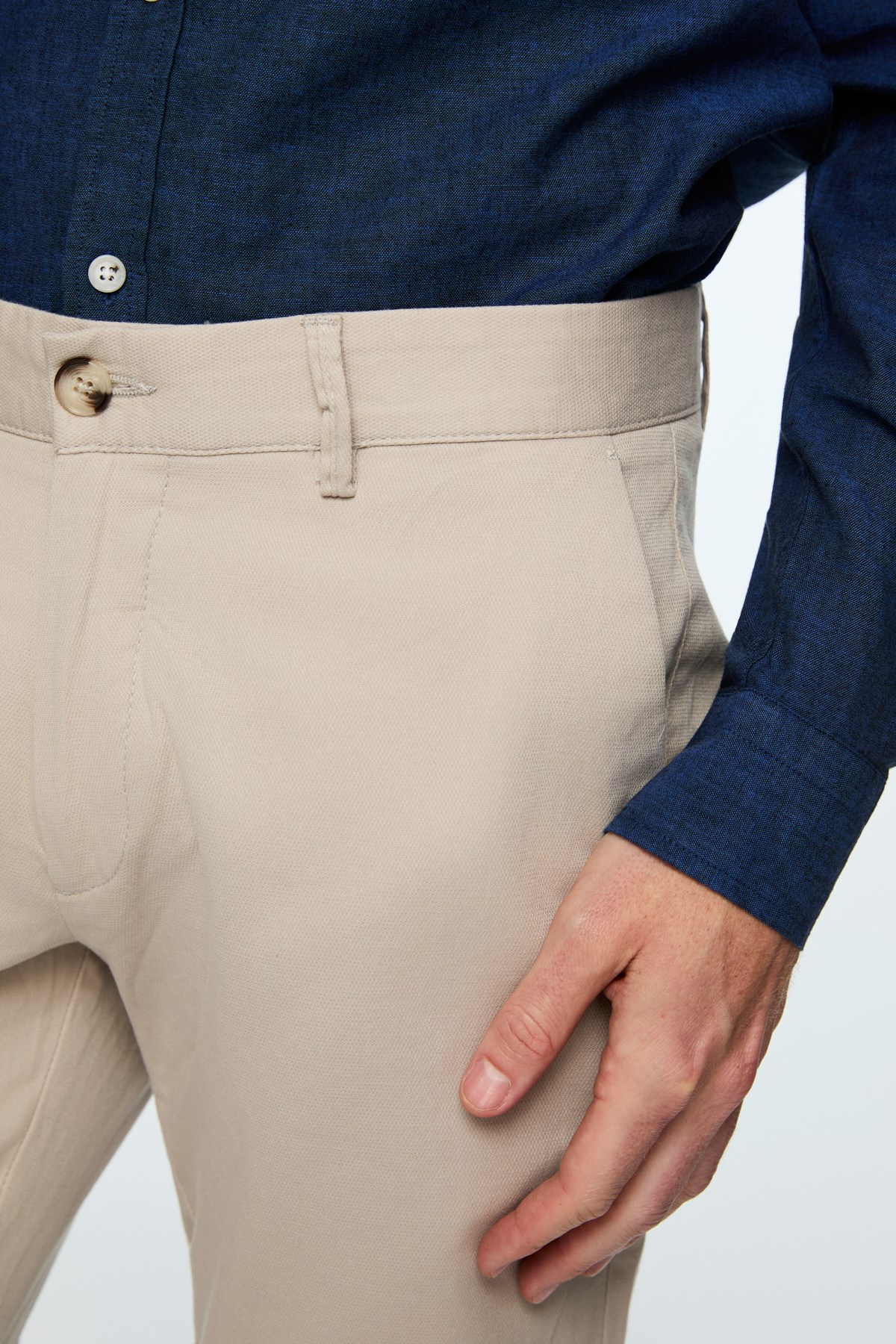 Morven Erkek Taş Pamuk Trend Düz Slim Fit Chino Pantolon