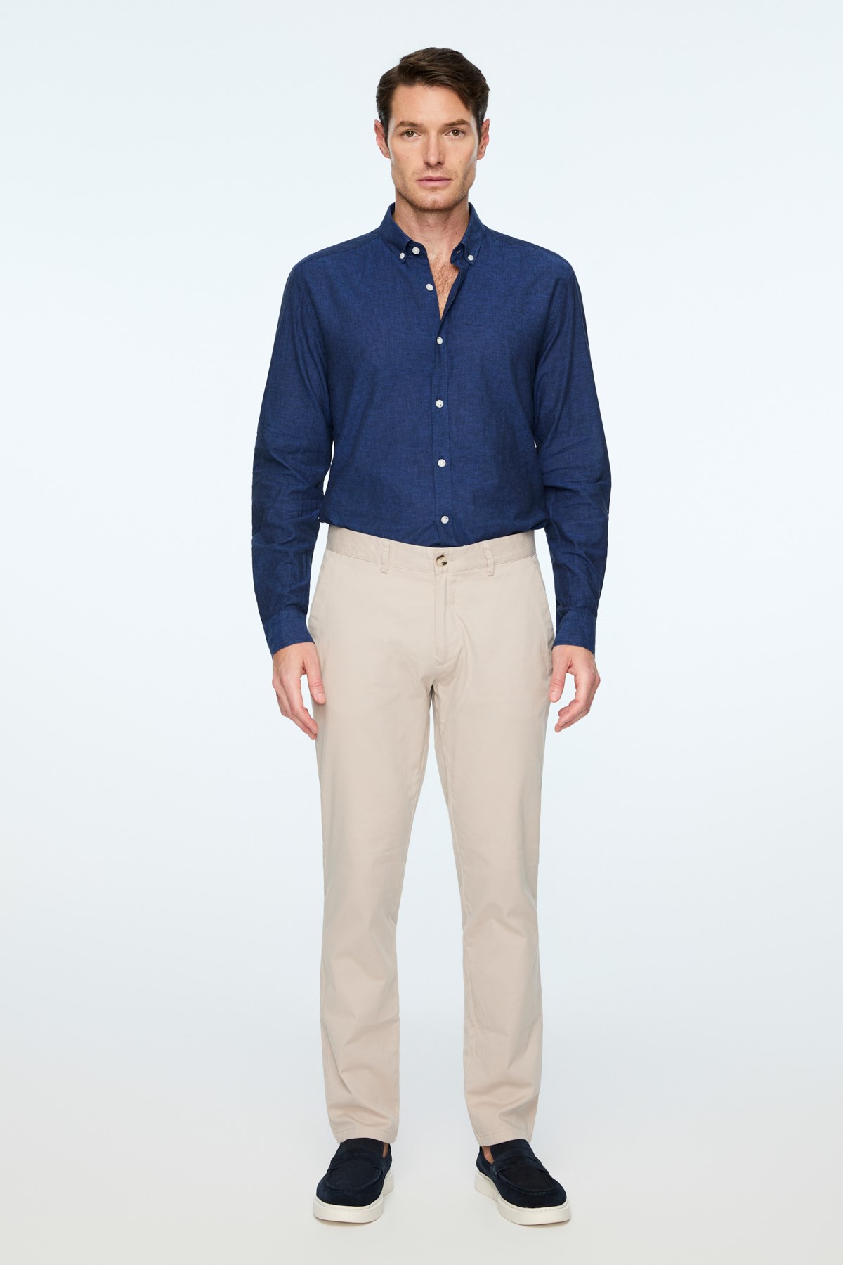 Morven Erkek Taş Pamuk Trend Düz Slim Fit Chino Pantolon
