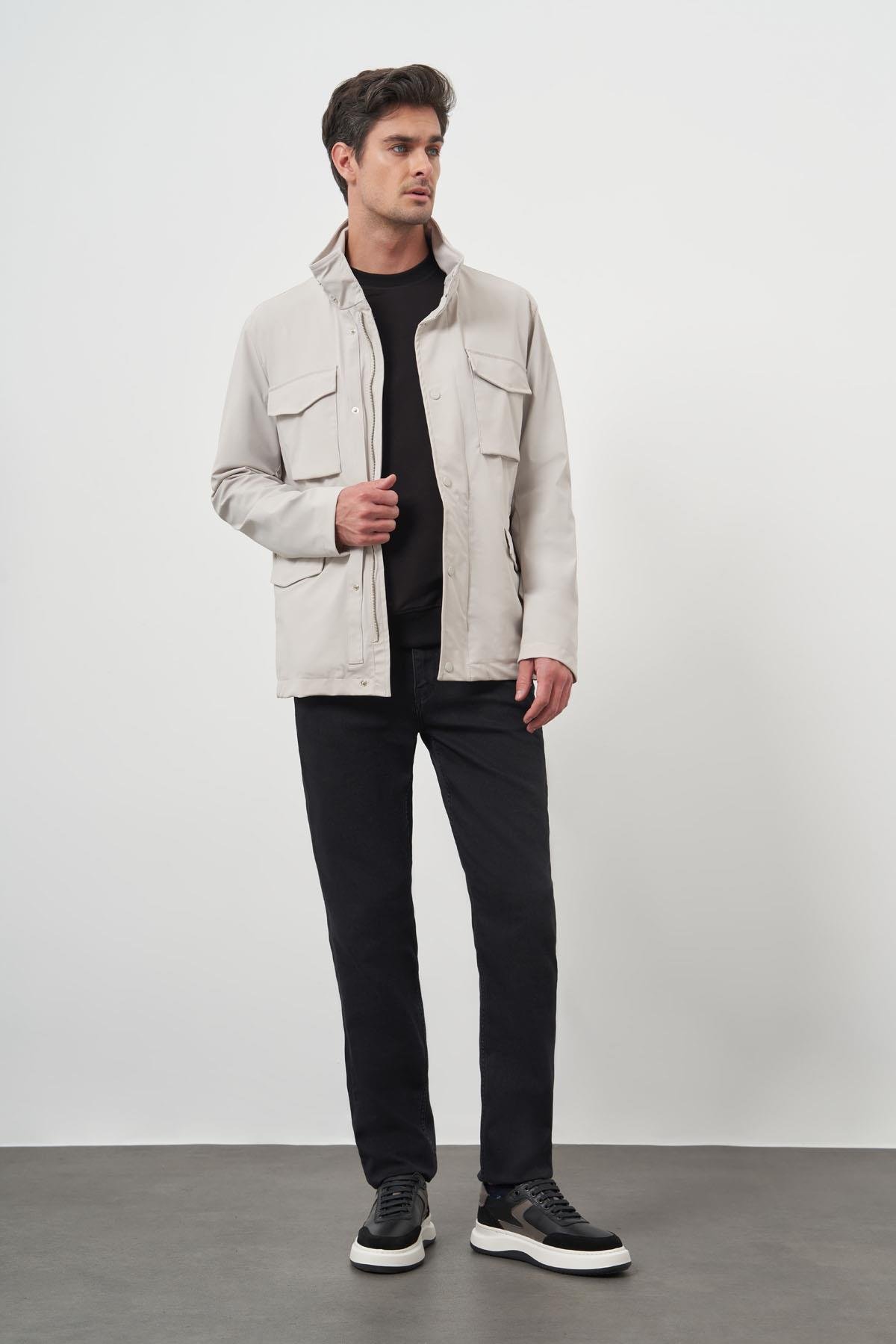 Morven Erkek Taş Poliamit Çıtçıtlı Kapitone Mont