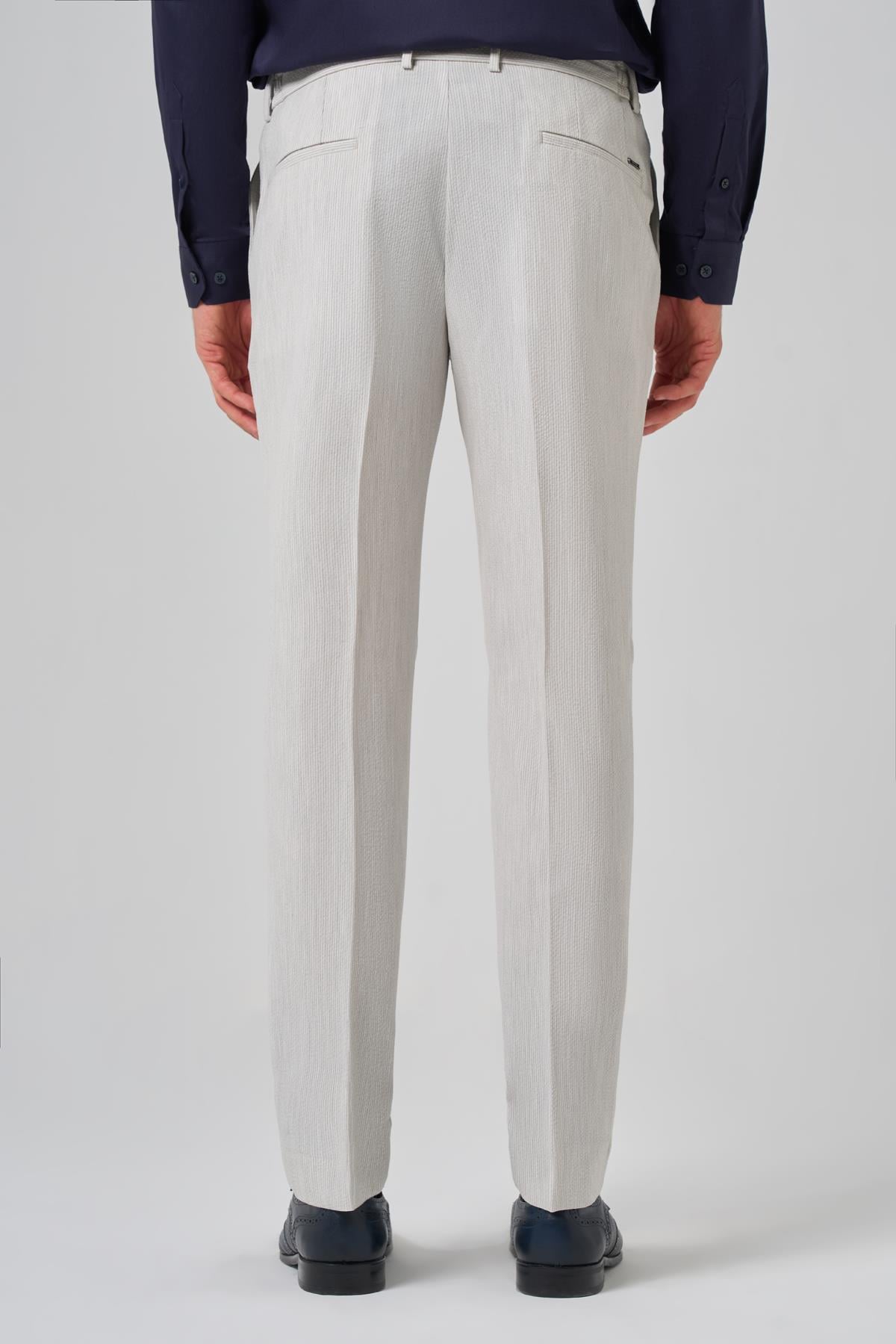 Morven Erkek Taş Poliviskon Trend Çizgili Slim Fit Jogger Pantolon