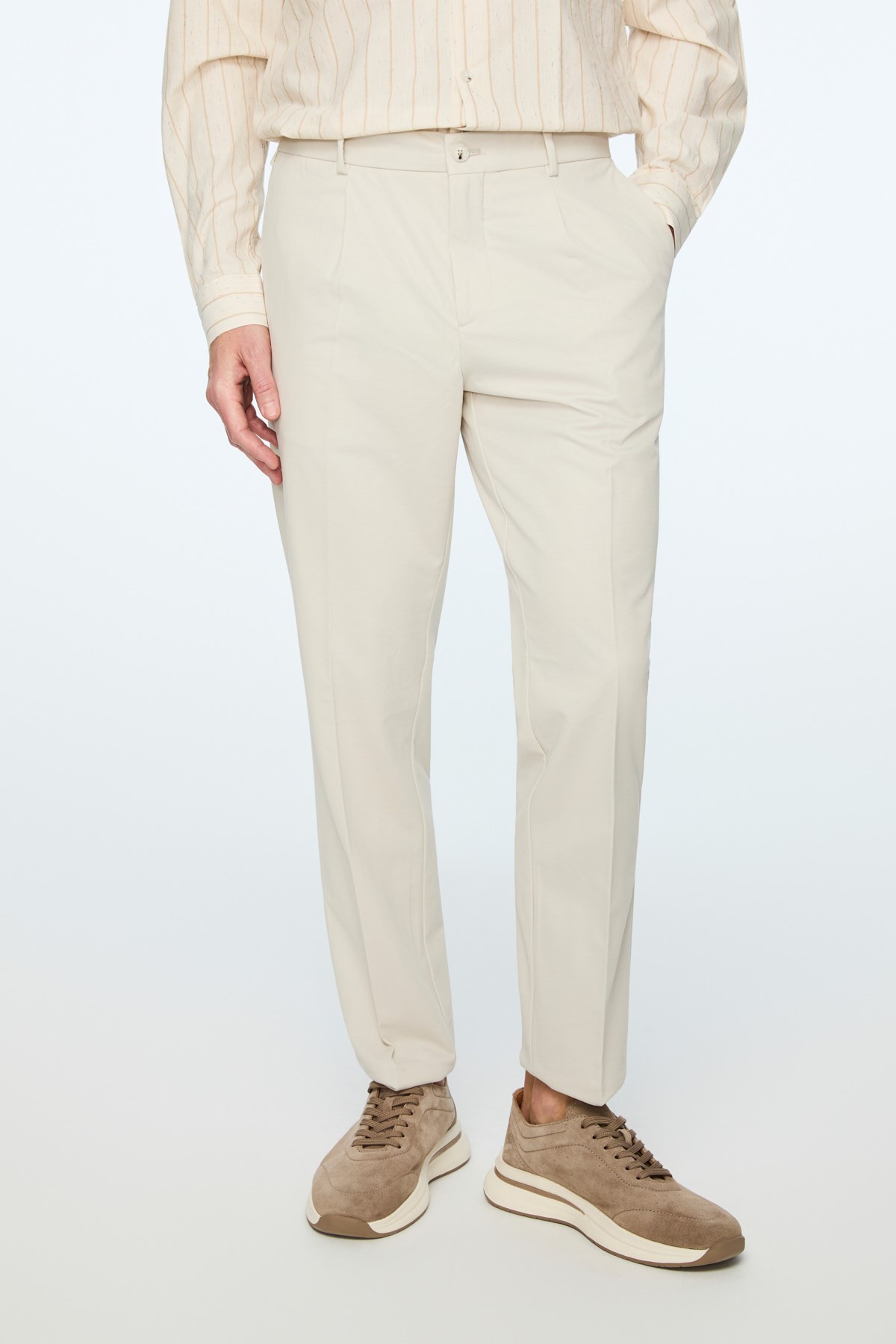 Morven Erkek Taş Poliviskon Trend Düz Slim Fit Pantolon