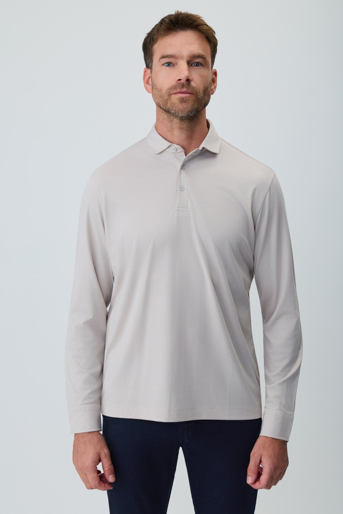 Morven Erkek Taş Polo Yaka Rayon Sweatshirt