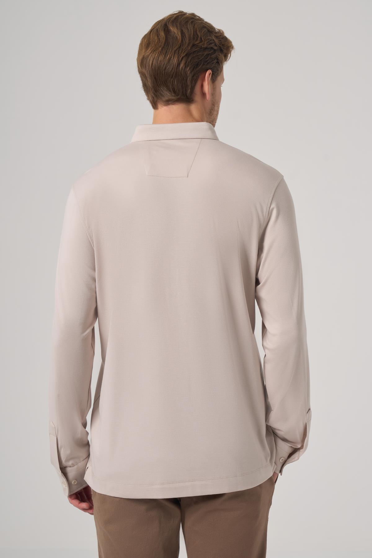 Morven Erkek Taş Trend Polo Yaka Rayon Sweatshirt
