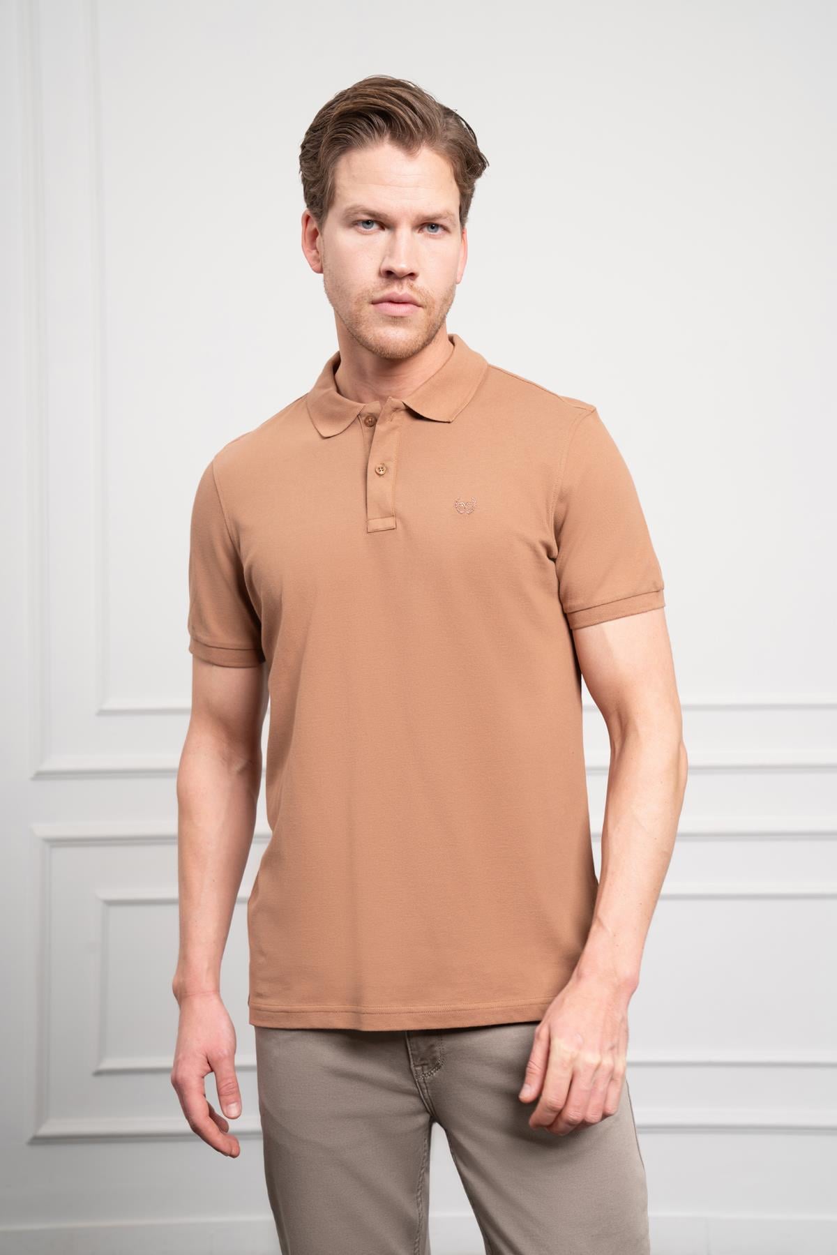 Morven Erkek Vizon Basic Polo Yaka Dynamic Fit T-Shirt