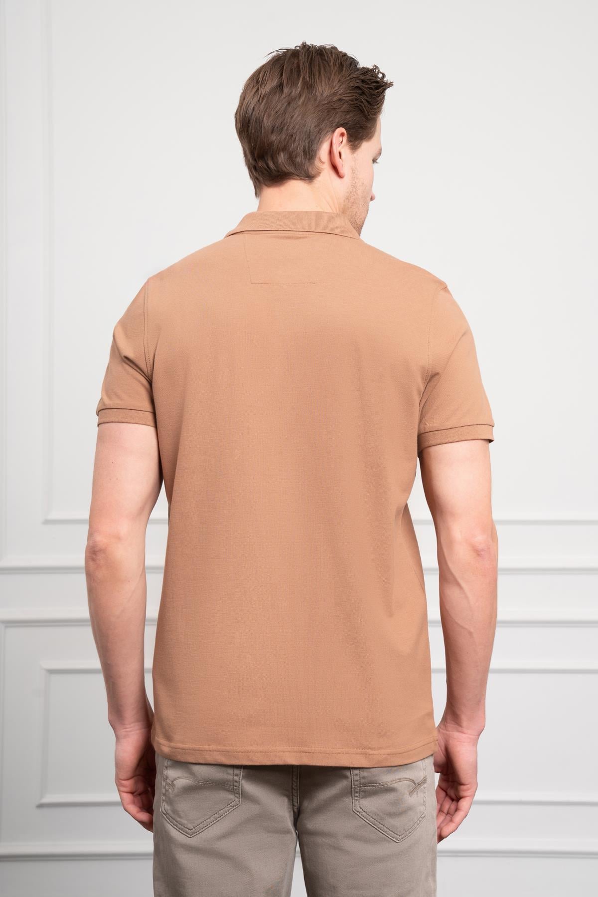 Morven Erkek Vizon Basic Polo Yaka Dynamic Fit T-Shirt