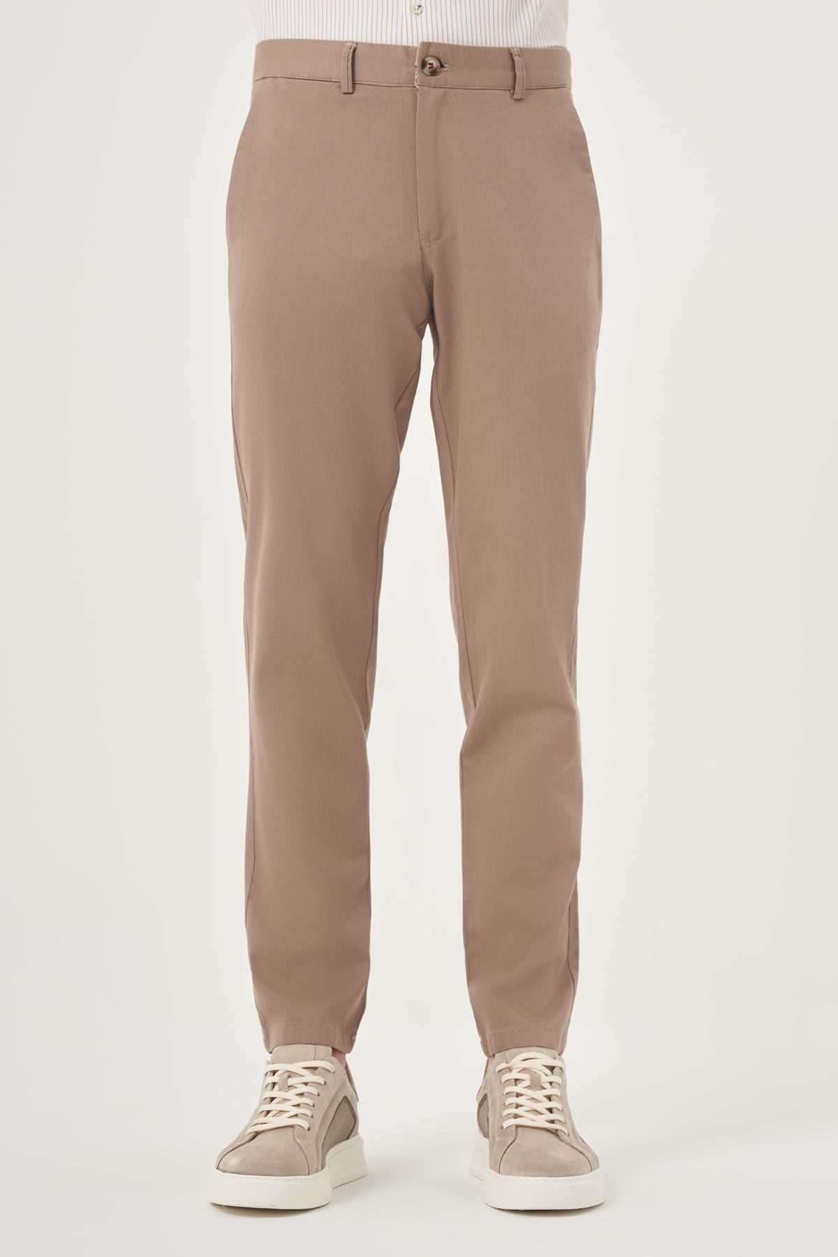 Morven Erkek Vizon Yazlık Pamuk Yan Cep Slim Fit Chino Pantolon