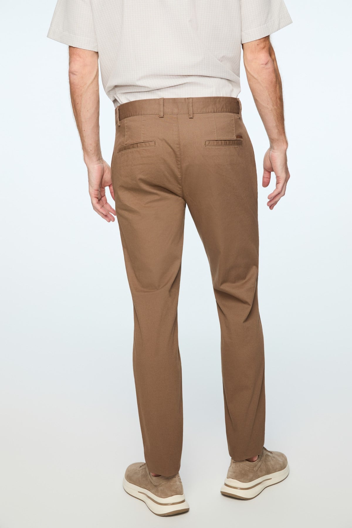 Morven Erkek Vizon Pamuk Trend Düz Slim Fit Chino Pantolon