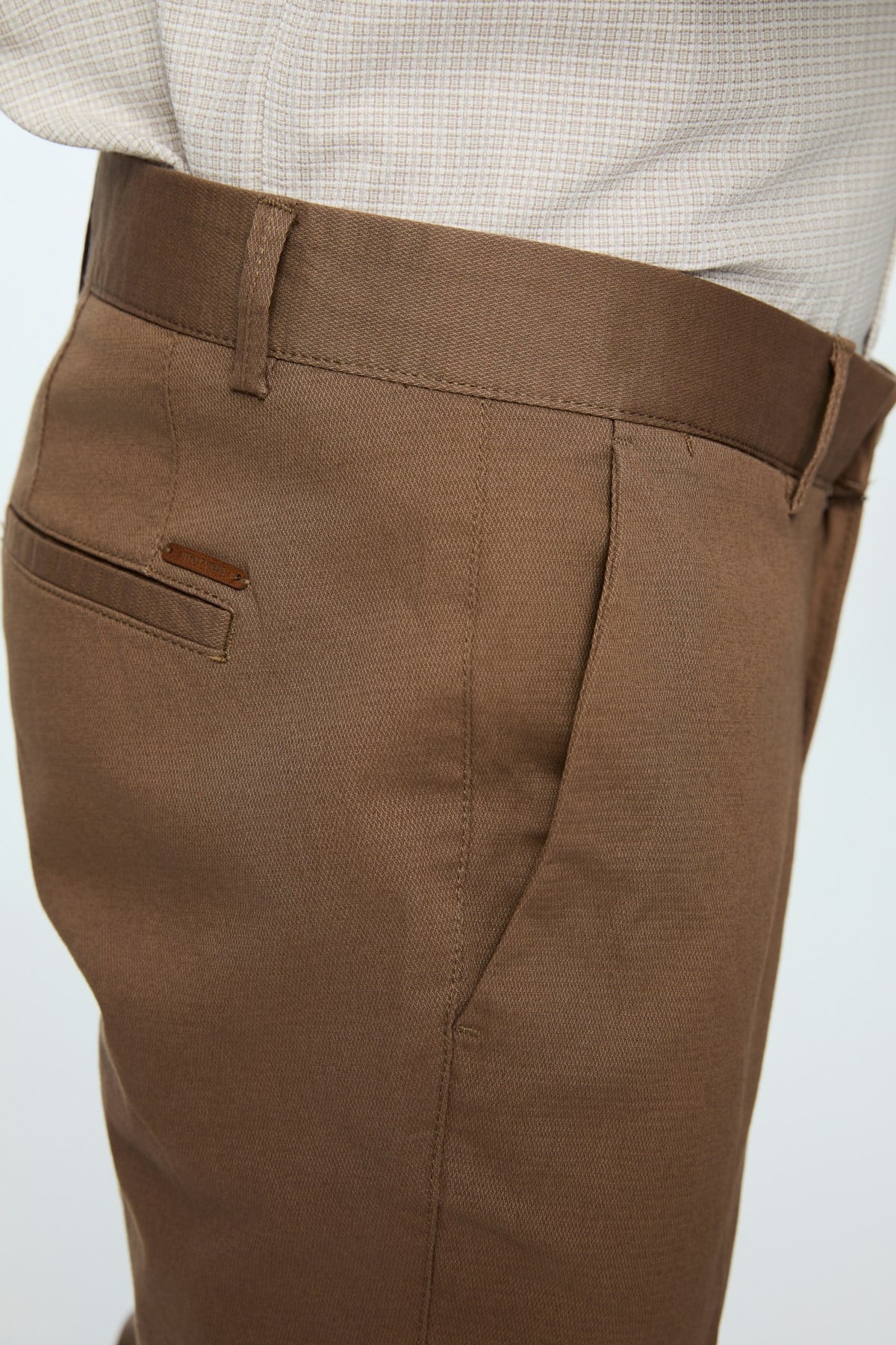 Morven Erkek Vizon Pamuk Trend Düz Slim Fit Chino Pantolon