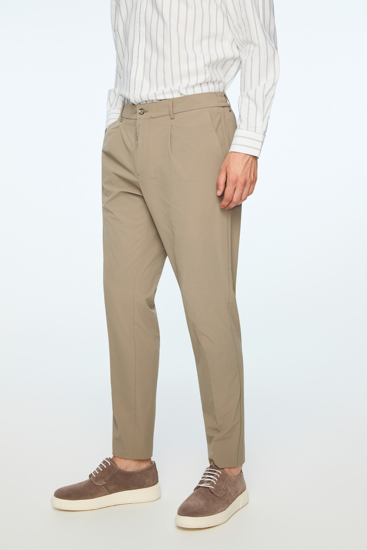 Morven Erkek Vizon Polyamid Trend Desenli Slim Fit Pantolon