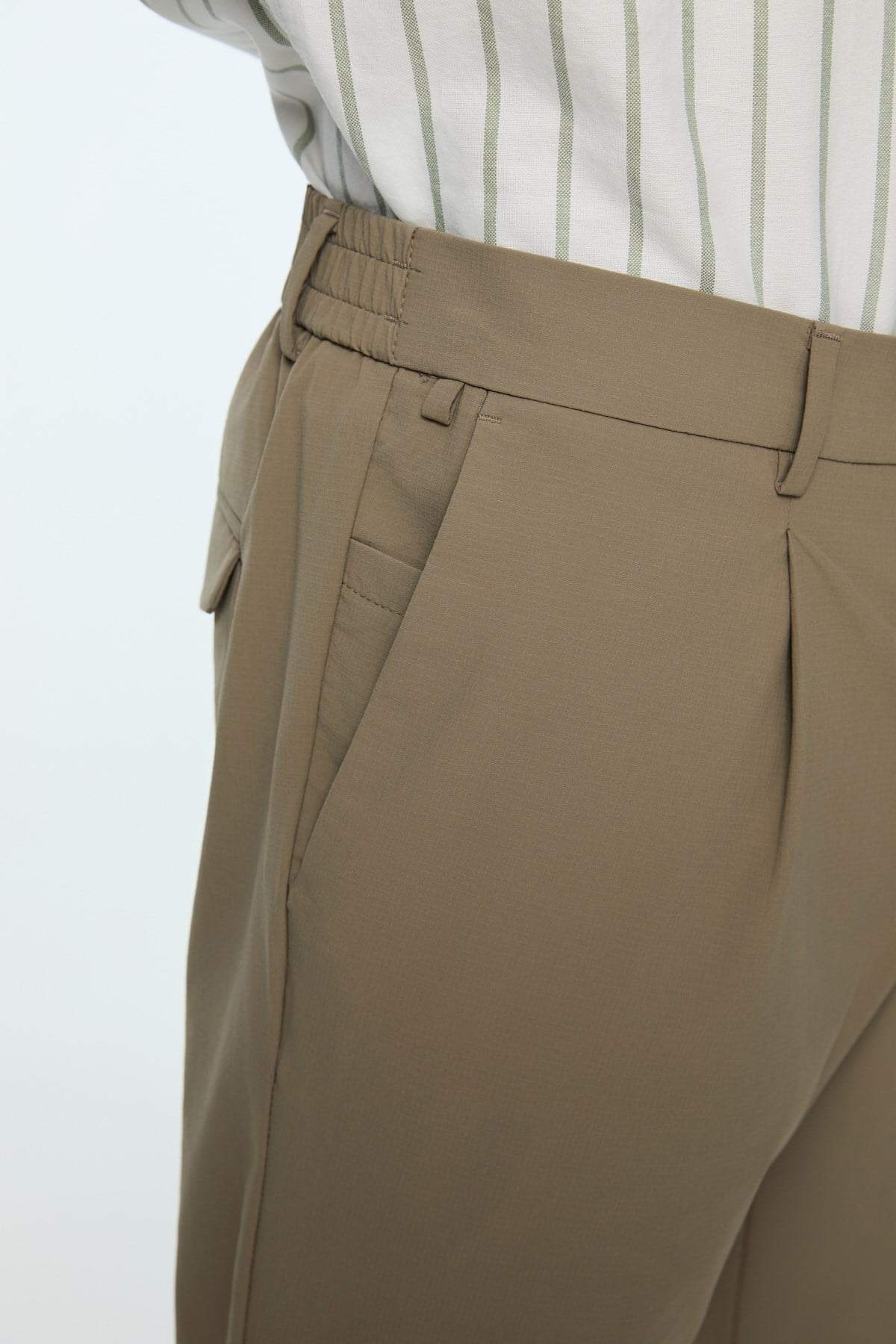 Morven Erkek Vizon Polyamid Trend Desenli Slim Fit Pantolon
