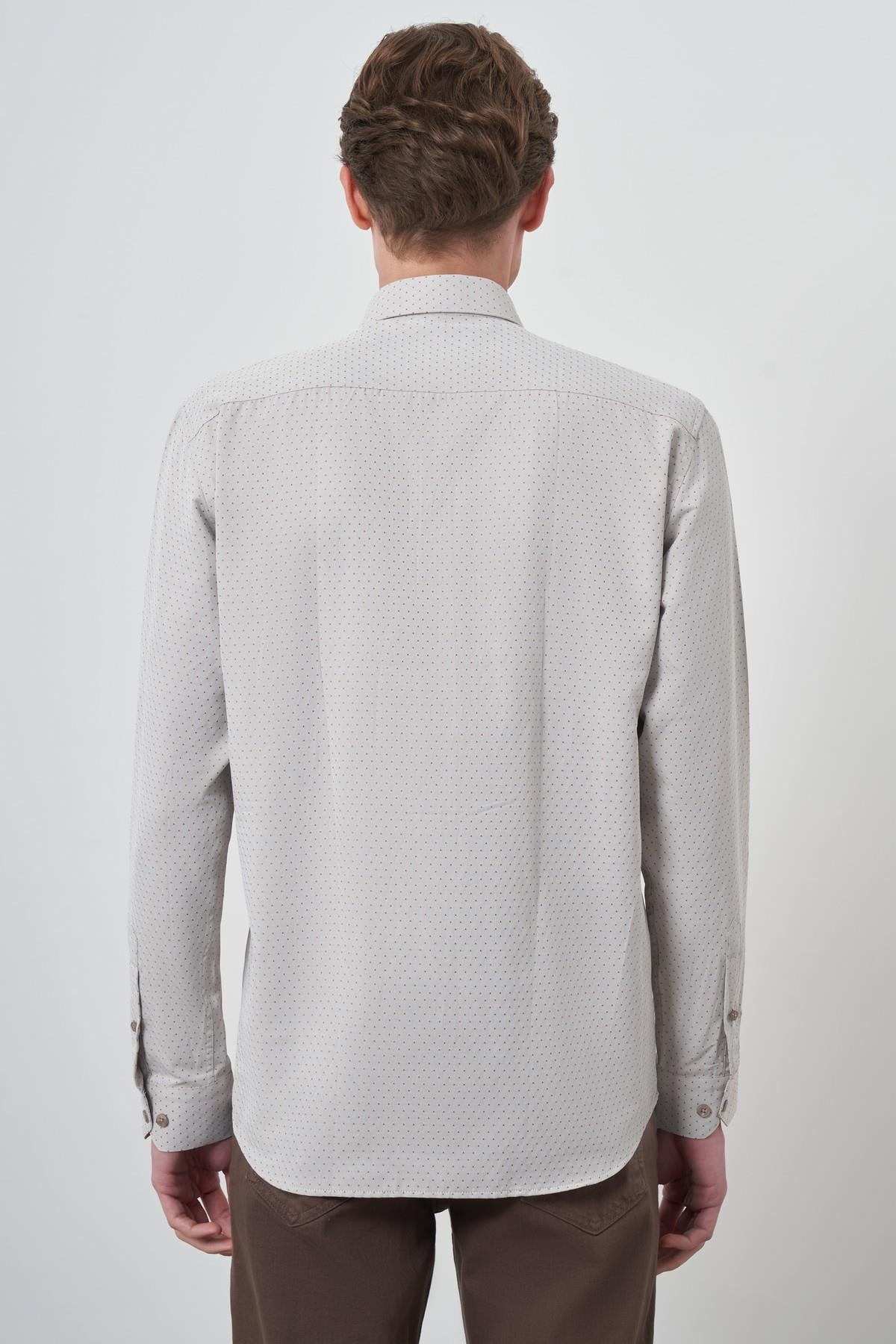 Morven Erkek Vizon Slim Fit İtalyan Yaka Gömlek