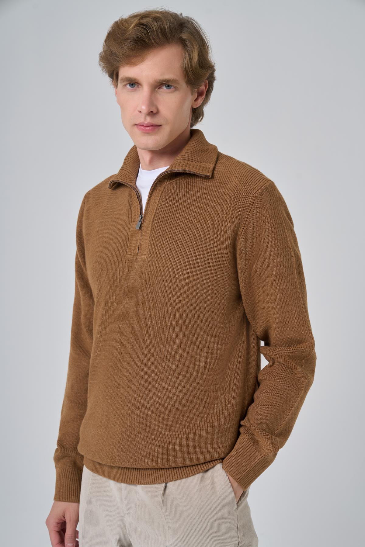 Morven Erkek Vizon Trend Bato Yaka Dynamic Fit Rahat Kesim Triko