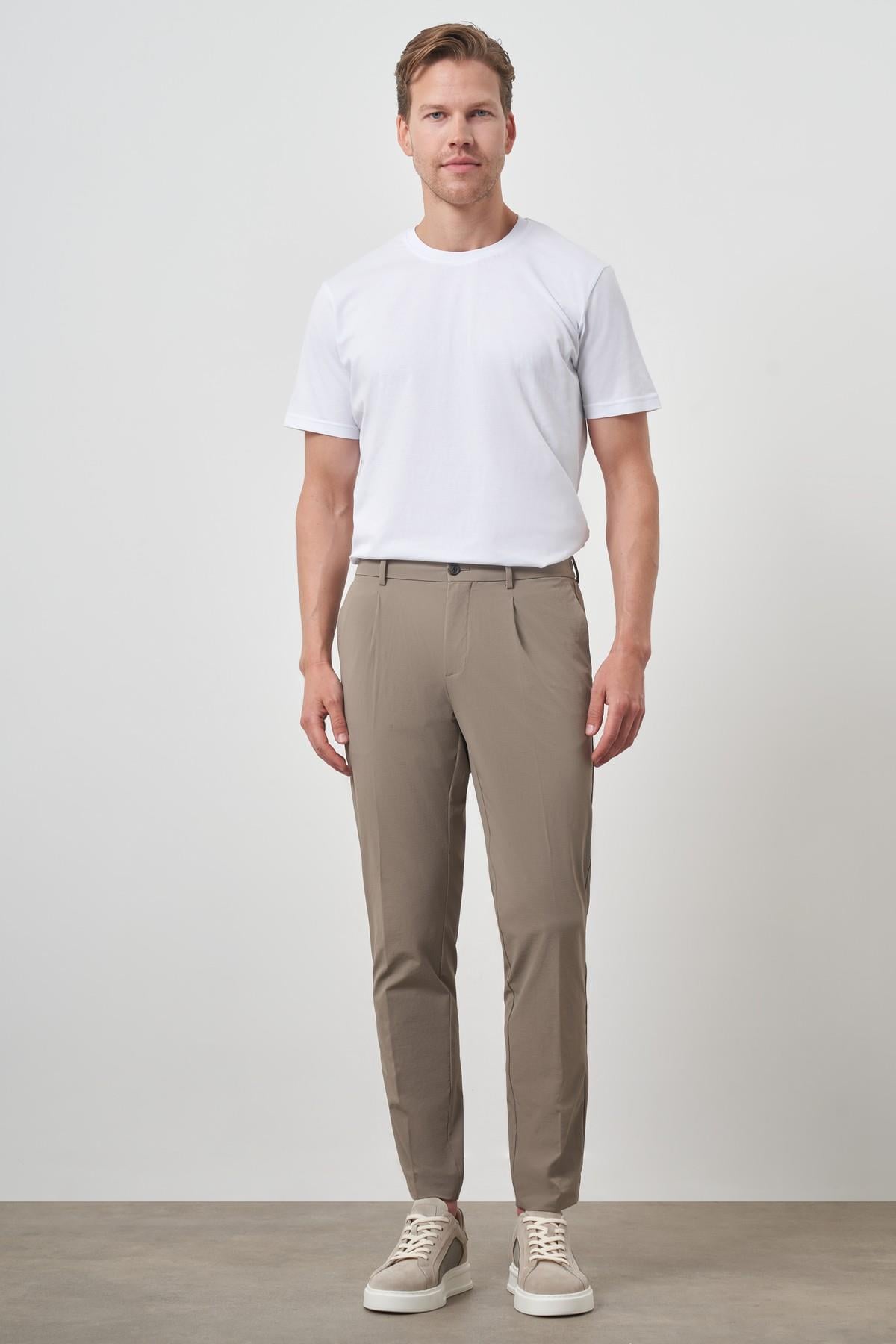 Morven Erkek Vizon Trend Slim Fit Tam Lastik Pantolon